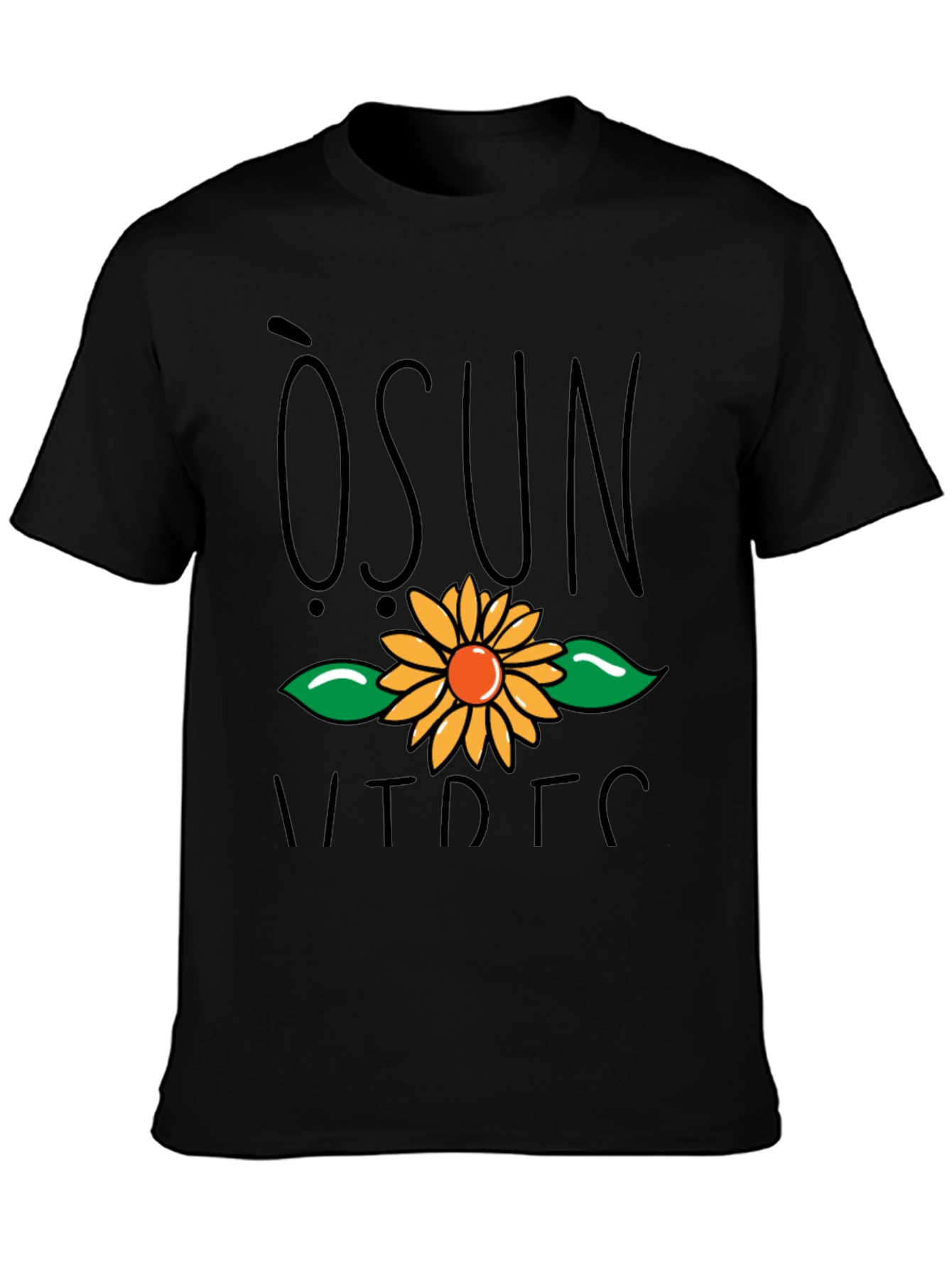 Osun Sunflower Graphic Black T-Shirt
