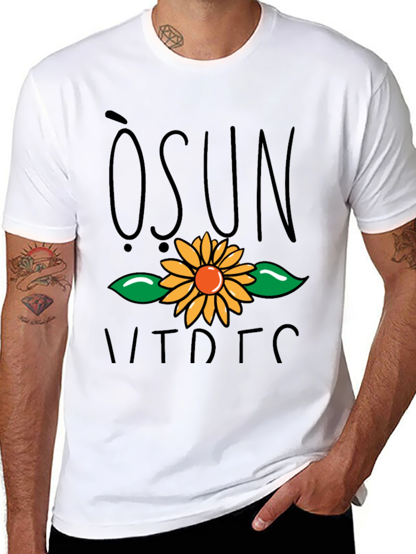 Osun Sunflower Graphic Black T-Shirt