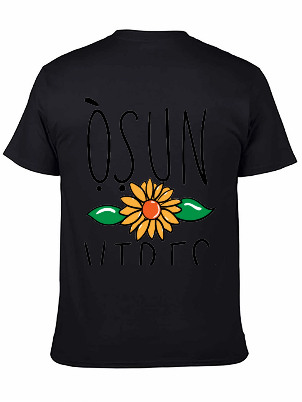 Osun Sunflower Graphic Black T-Shirt