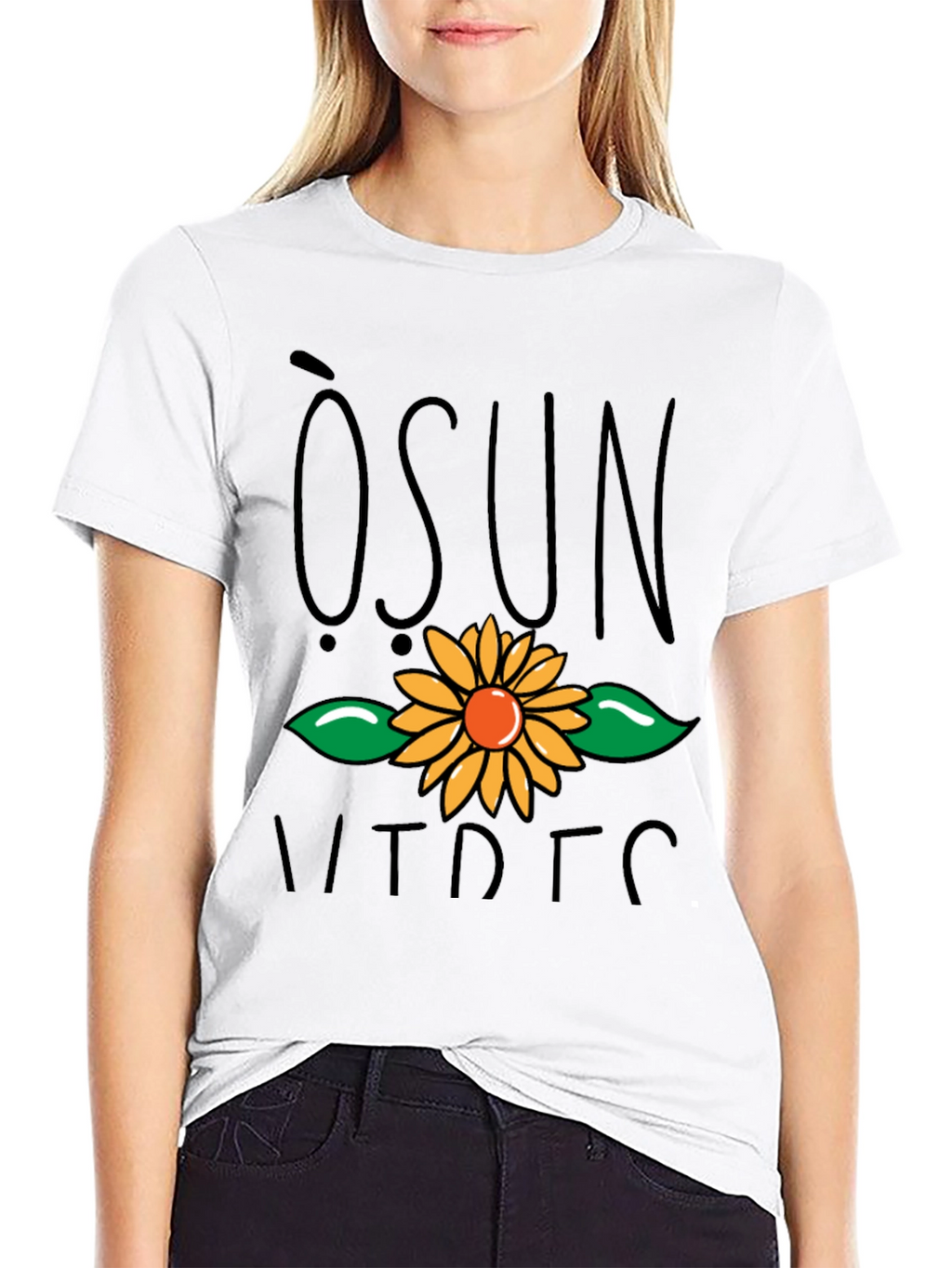 Osun Sunflower Graphic Black T-Shirt