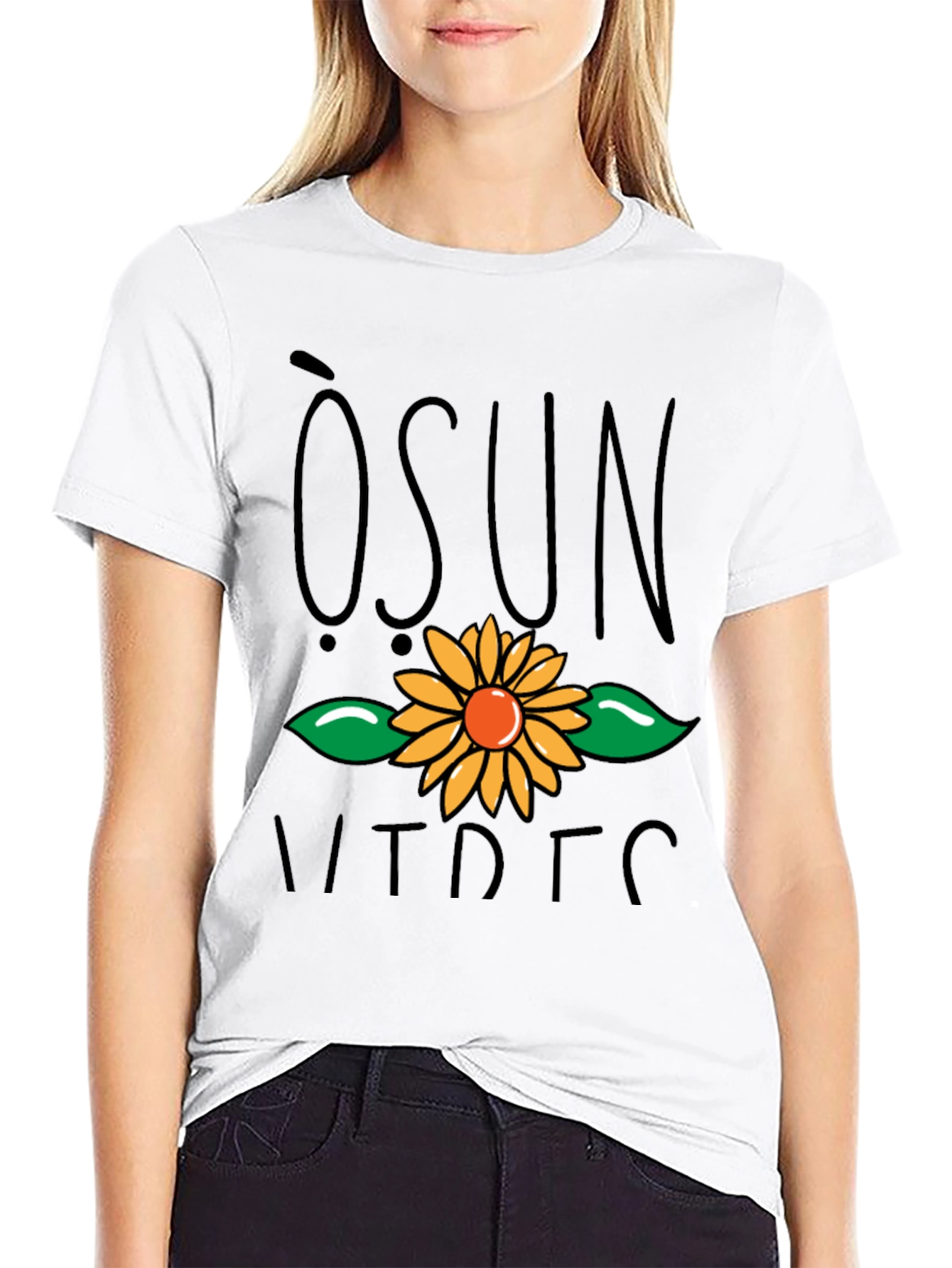 Osun Sunflower Graphic Black T-Shirt