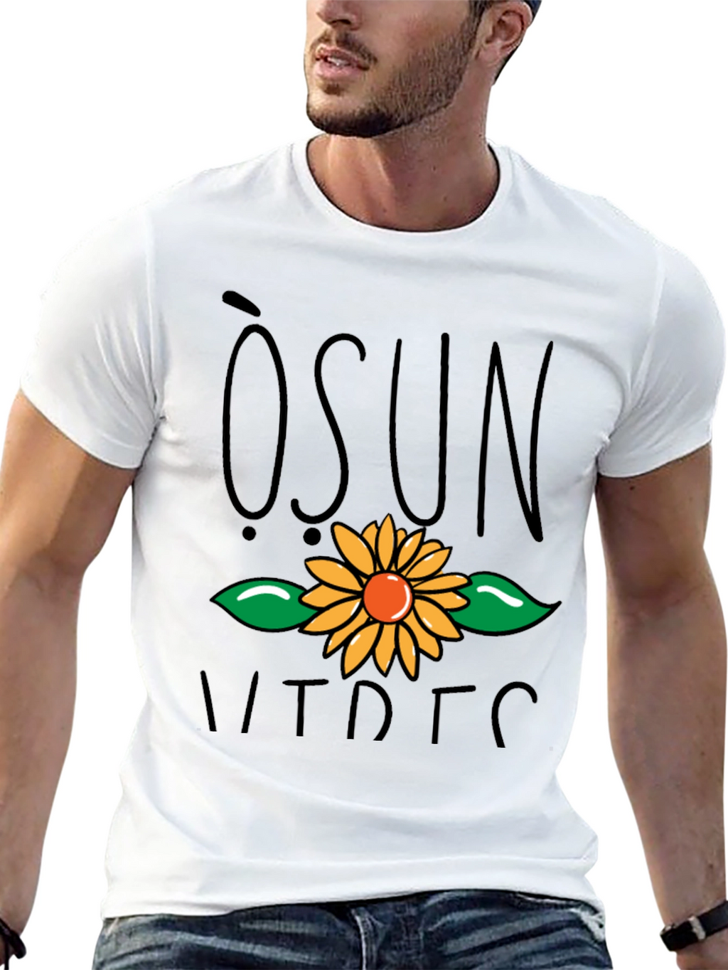 Osun Sunflower Graphic Black T-Shirt