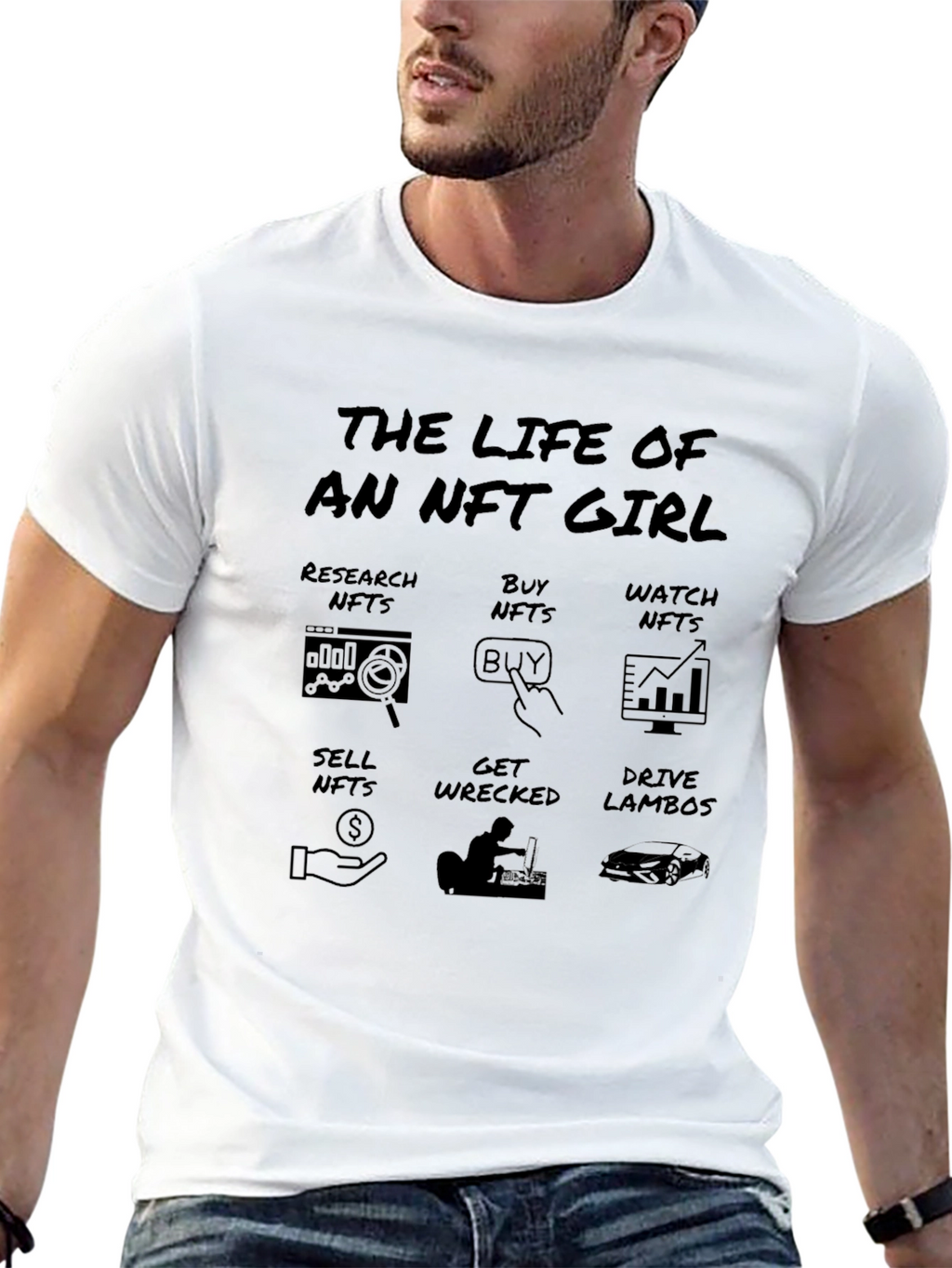 NFT Girl Black T-Shirt: Crypto Meme Tee
