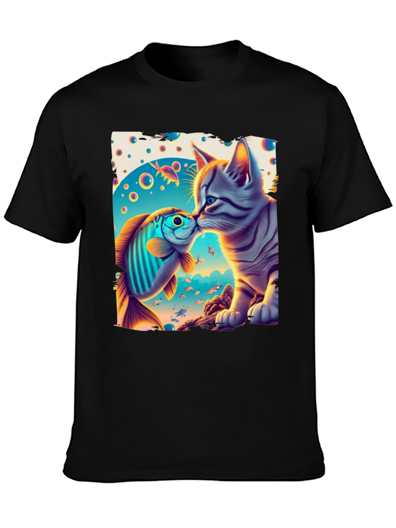 Cat and Fish Graphic Tee
