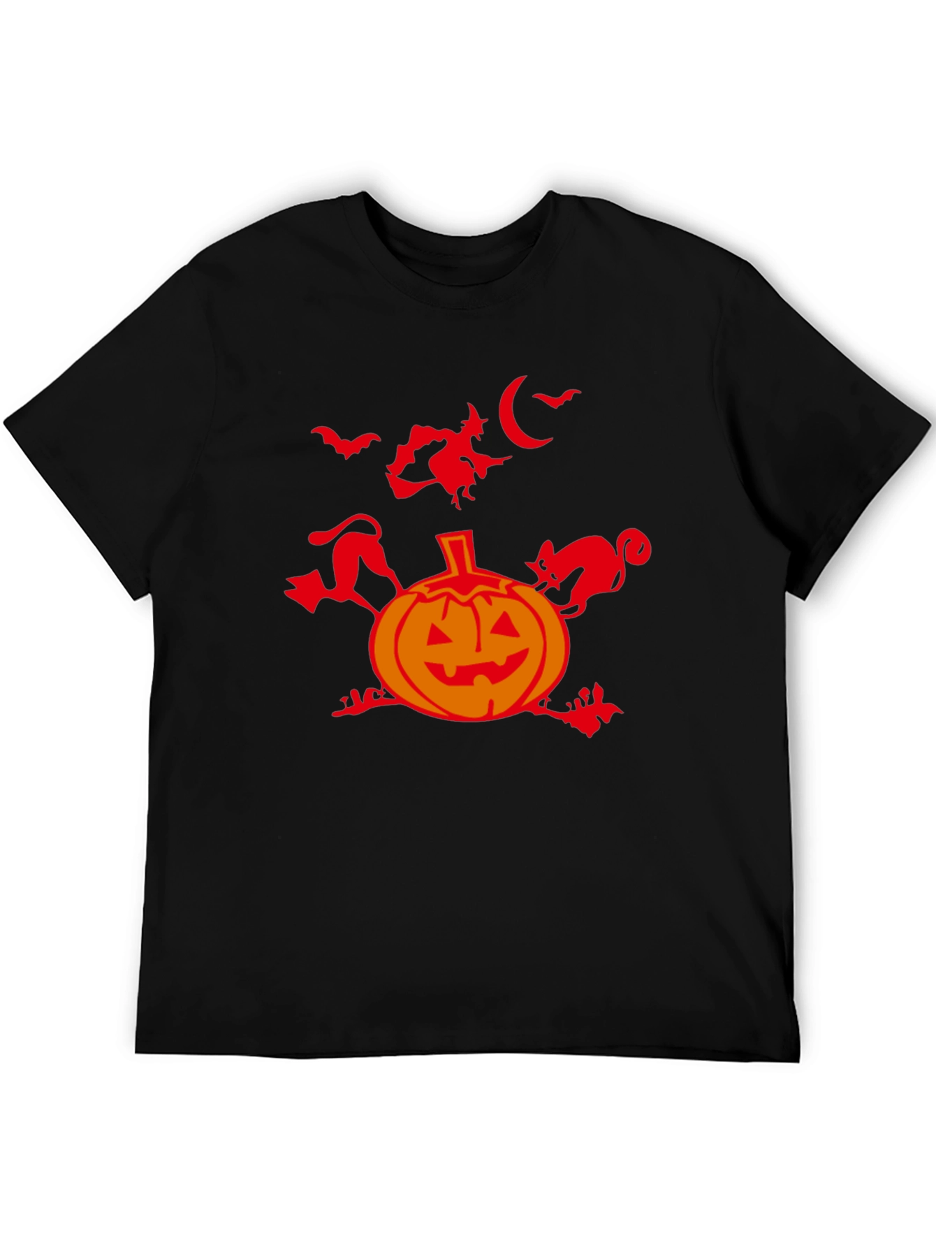Halloween Pumpkin Graphic Tee - Black