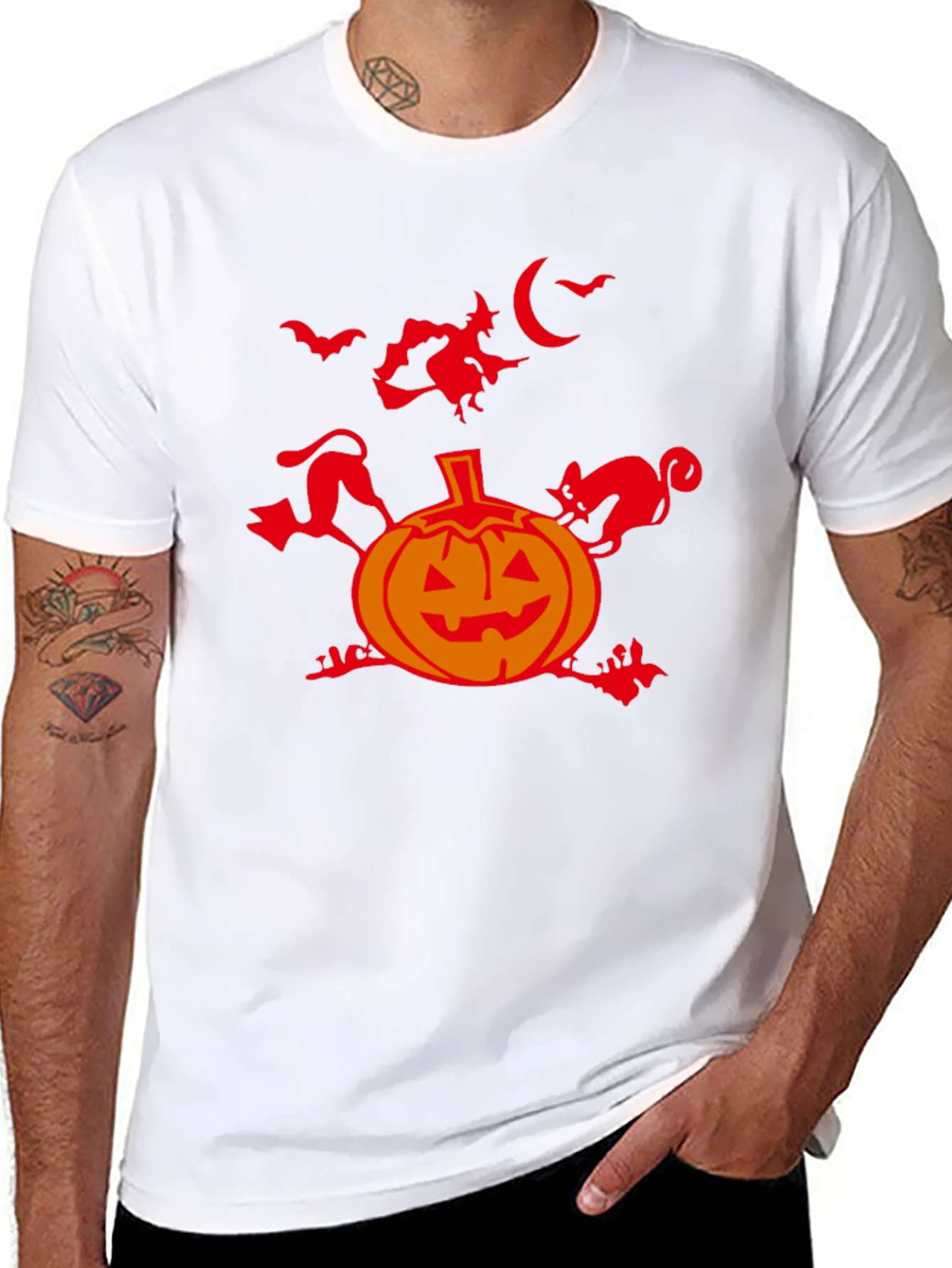 Halloween Pumpkin Graphic Tee - Black