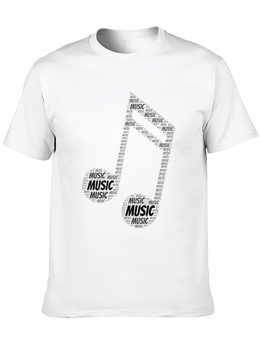Music Note Word Art Graphic Tee - Black