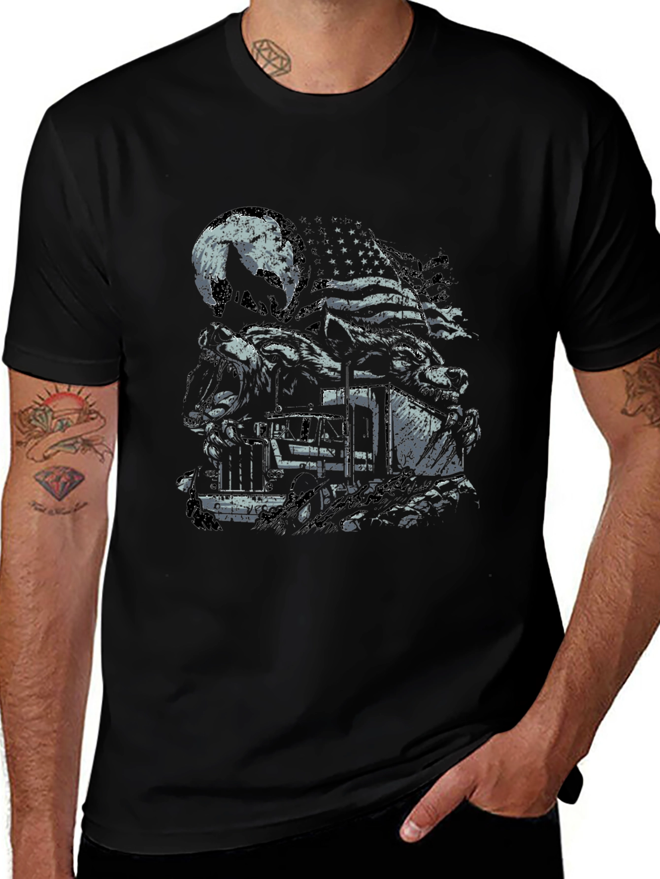 American Wolf Train Graphic Tee