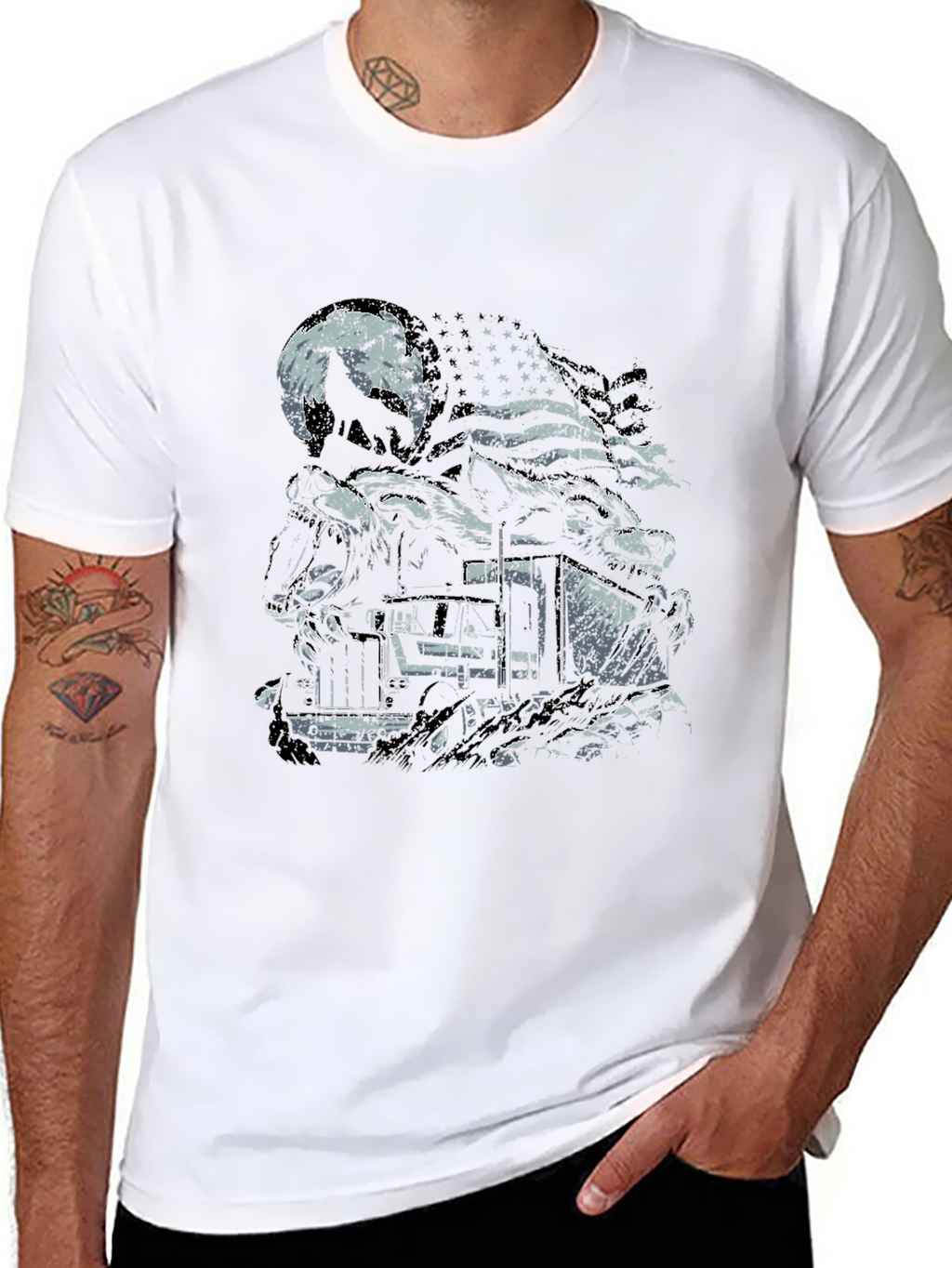 American Wolf Train Graphic Tee