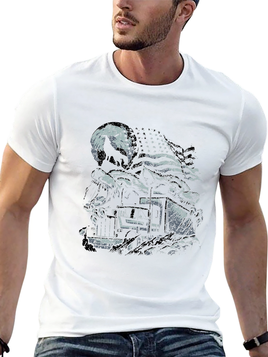 American Wolf Train Graphic Tee