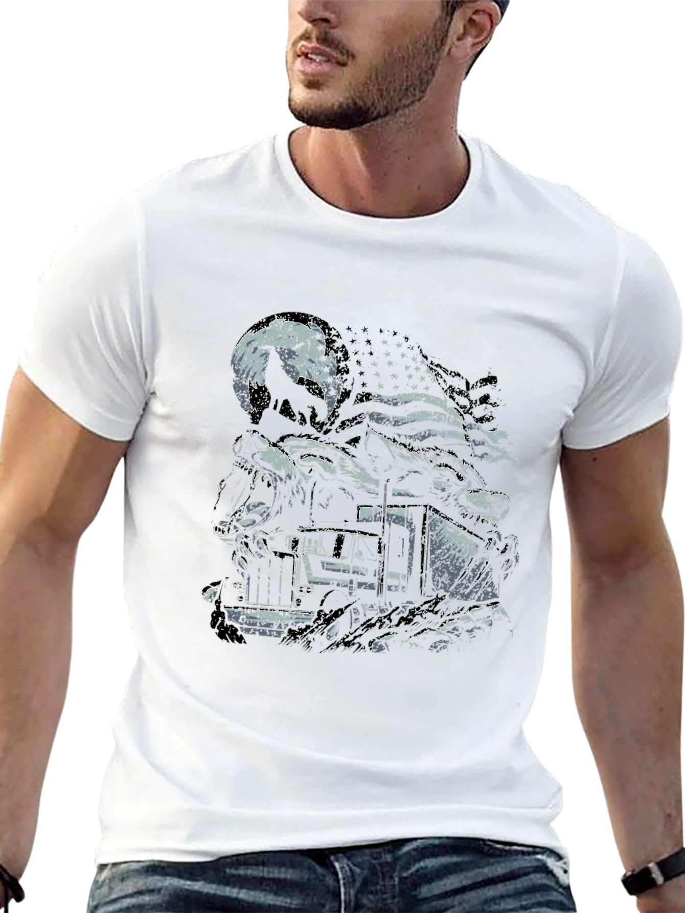 American Wolf Train Graphic Tee