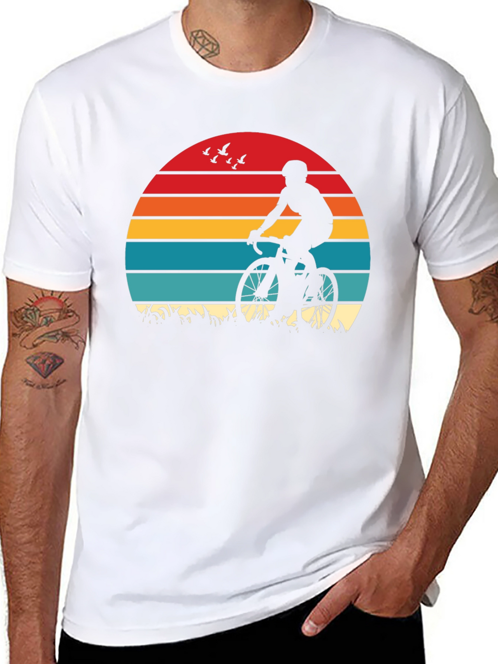 Cyclist Sunset Graphic T-Shirt