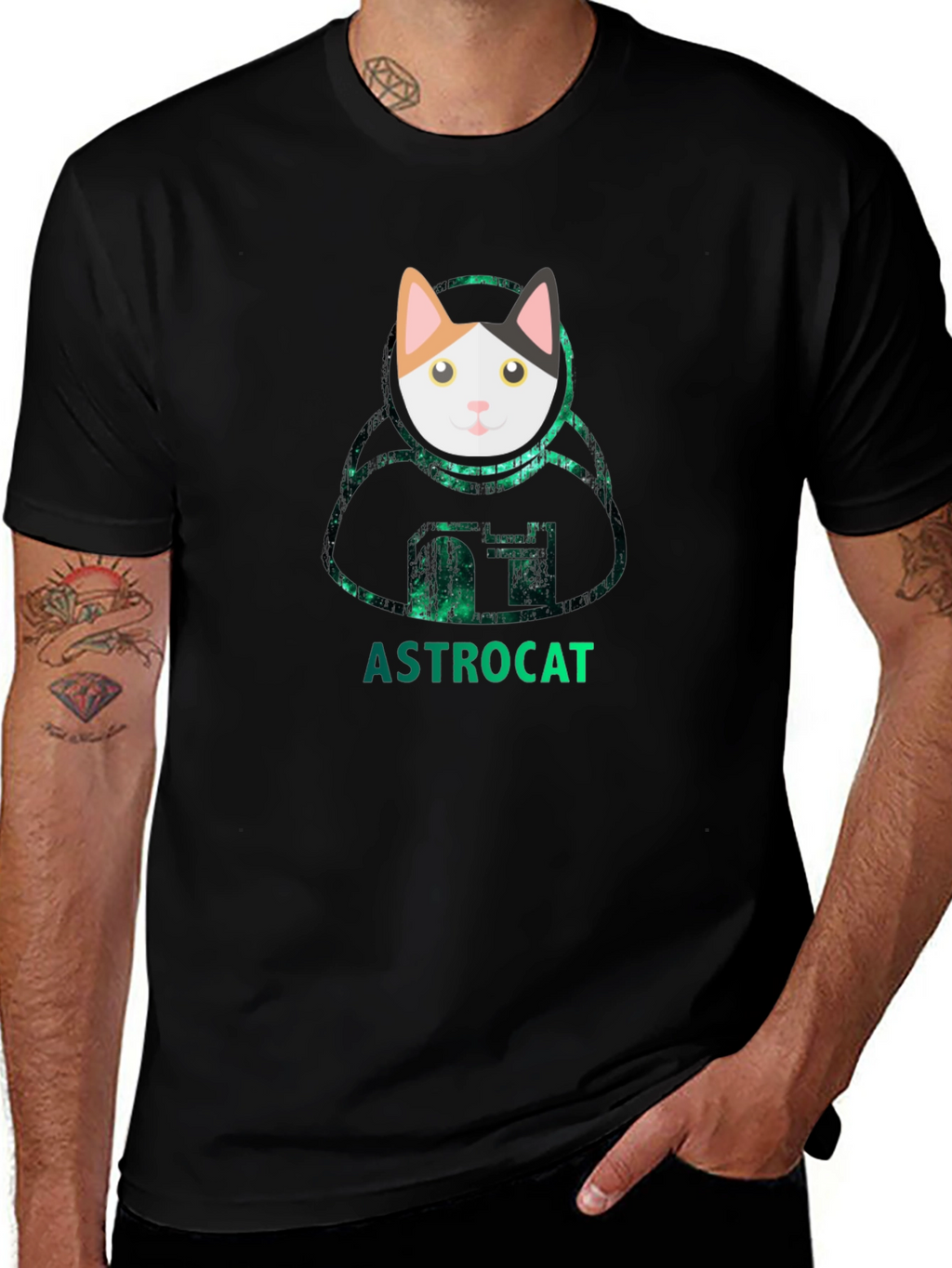 Astrocat Black T-Shirt - Galaxy Cat Lover Tee