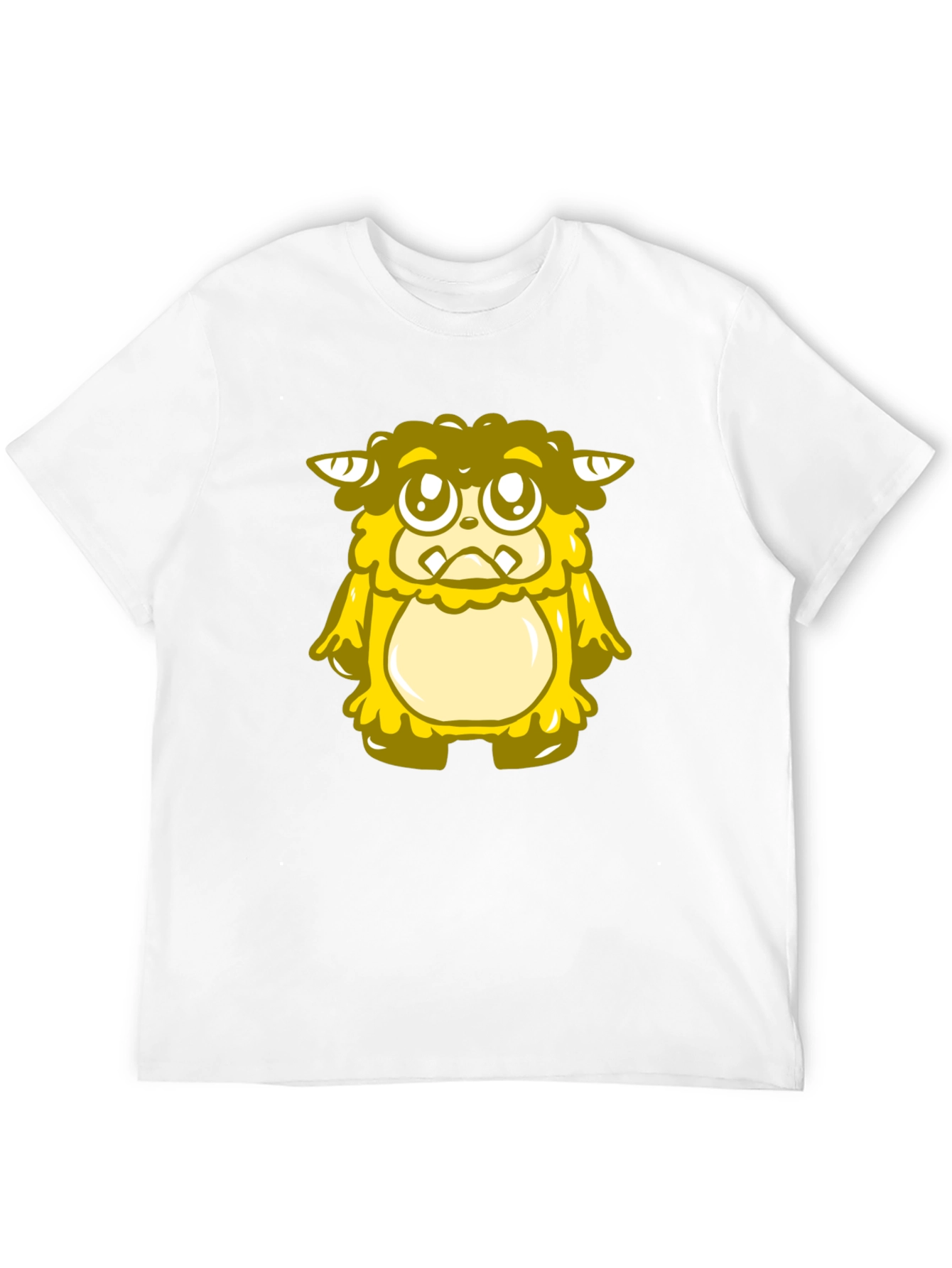 Cute Yellow Monster Graphic T-Shirt - Black