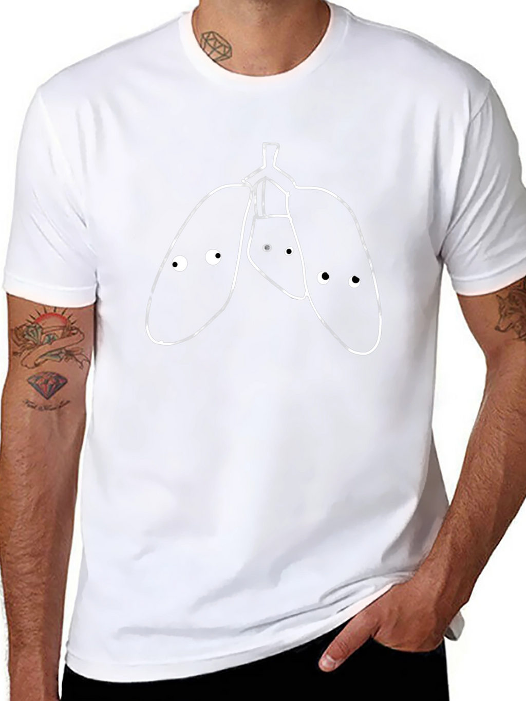 Lungs with Eyes Black T-Shirt - Unique Anatomy Tee