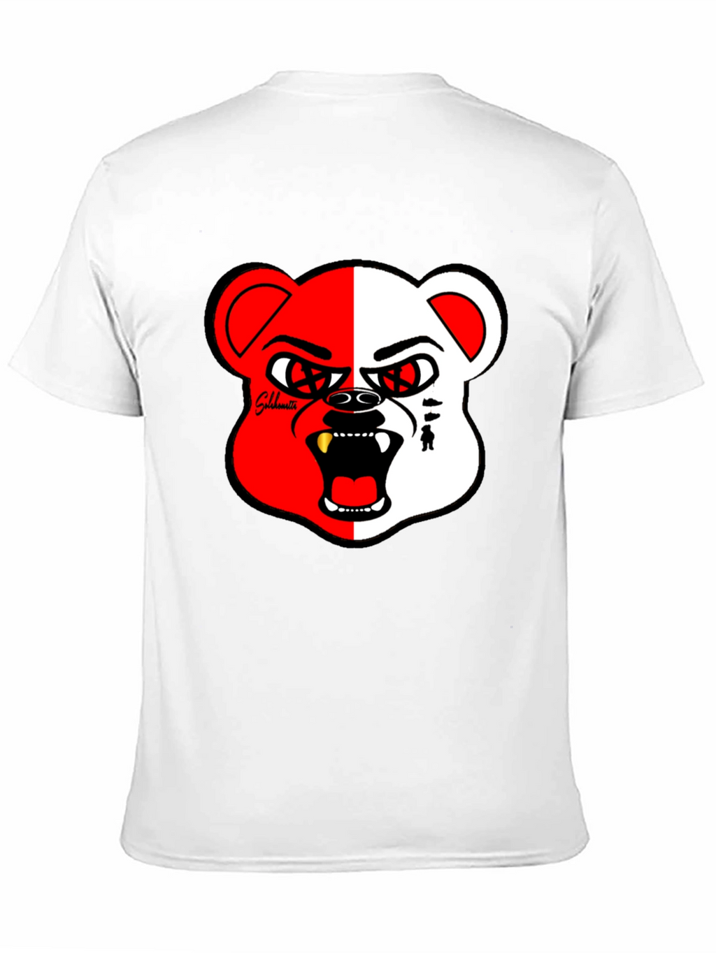 Bold Graphic Print Tee - Half Red/White Bear