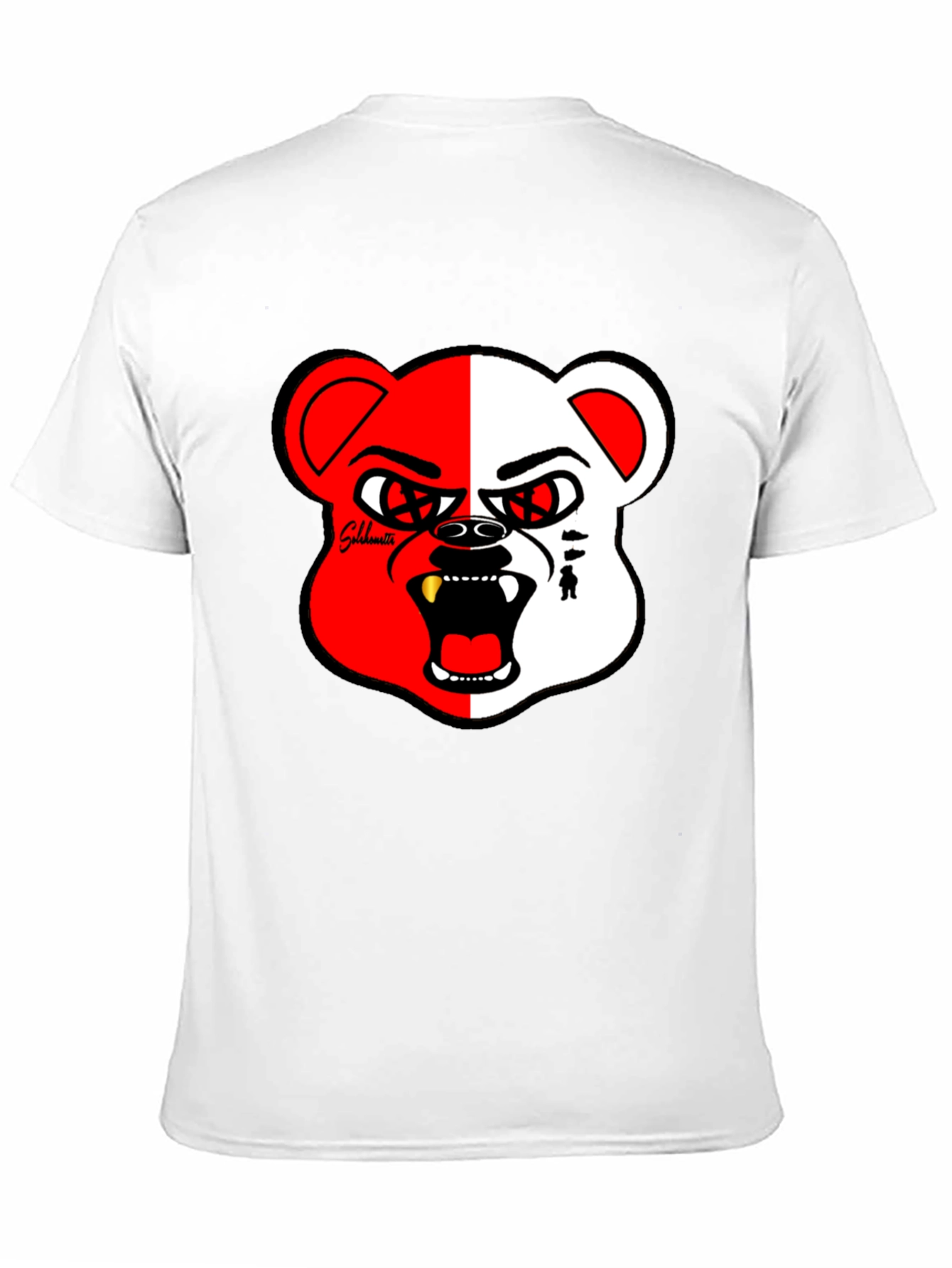Bold Graphic Print Tee - Half Red/White Bear
