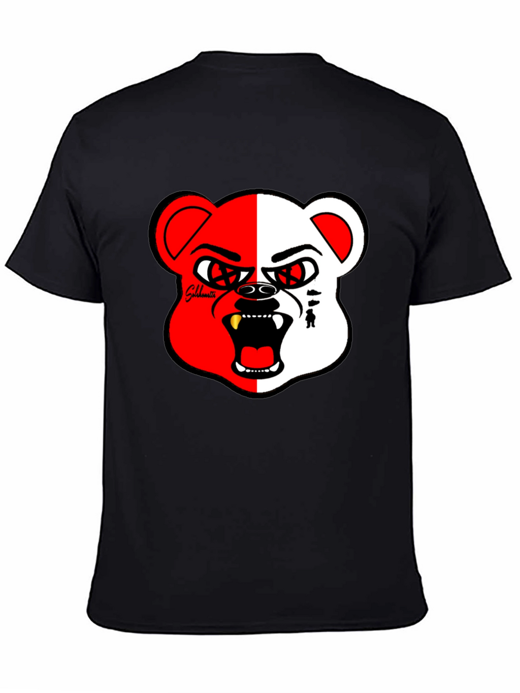 Bold Graphic Print Tee - Half Red/White Bear