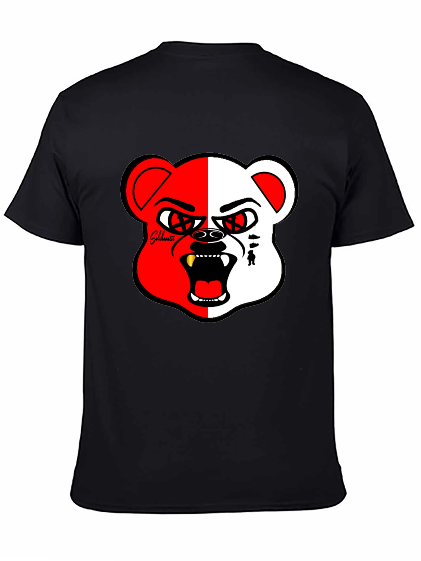Bold Graphic Print Tee - Half Red/White Bear