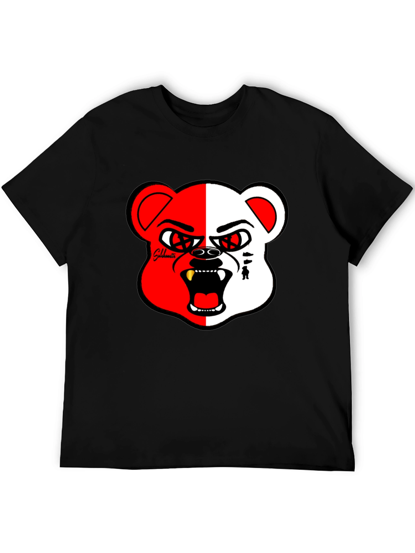 Bold Graphic Print Tee - Half Red/White Bear