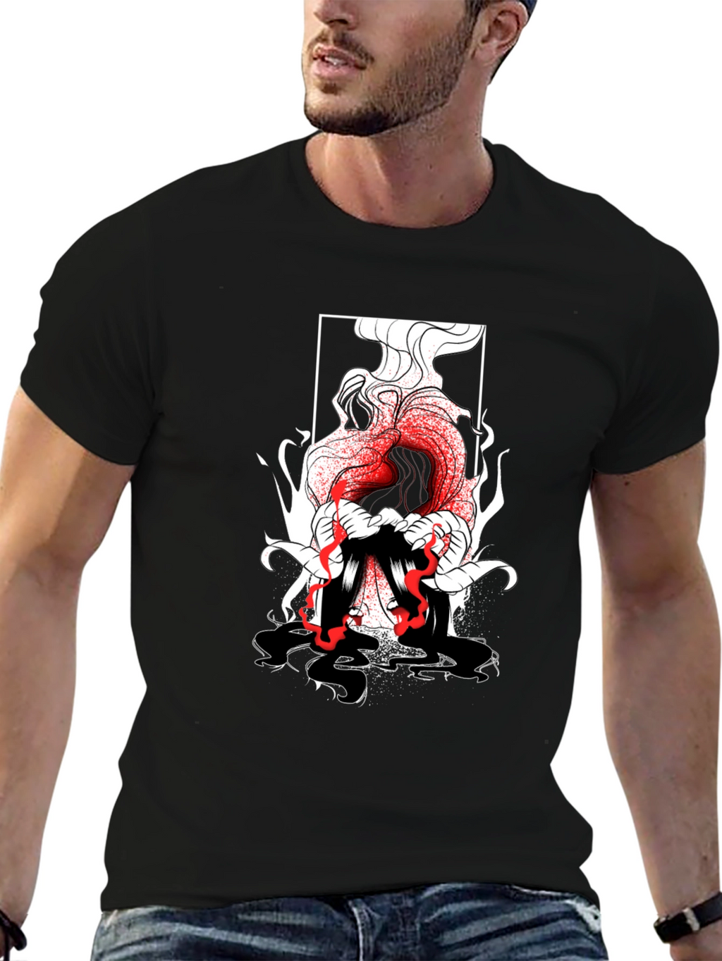 Graphic Print Black T-Shirt - Edgy Style