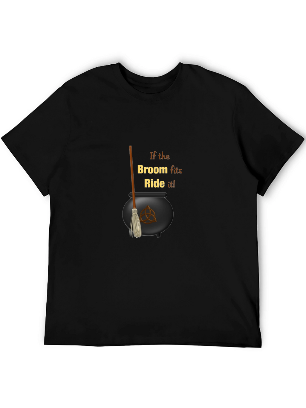 Witch Broom Cauldron Black T-Shirt