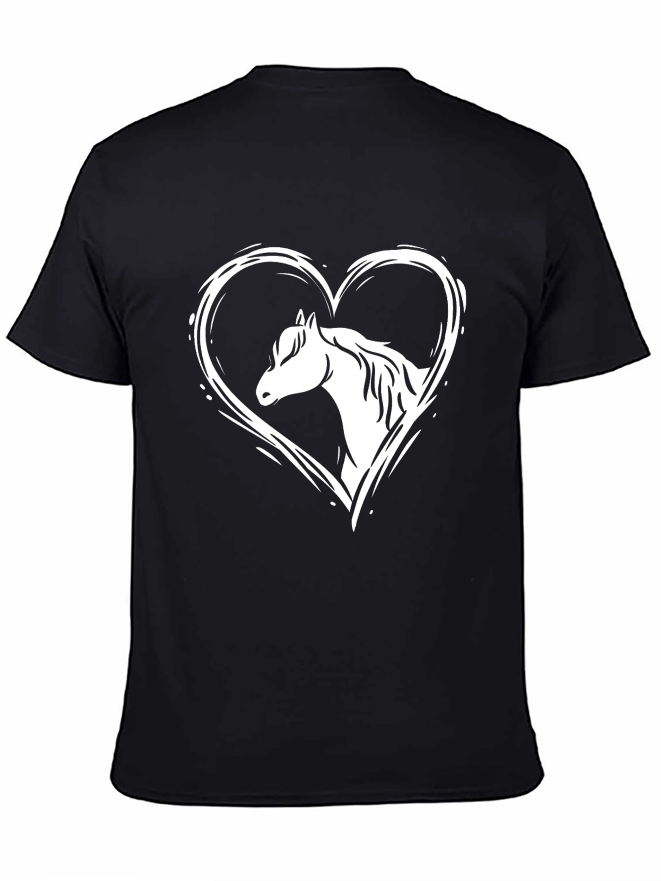 Horse Heart Graphic Tee - Black Cotton Comfort