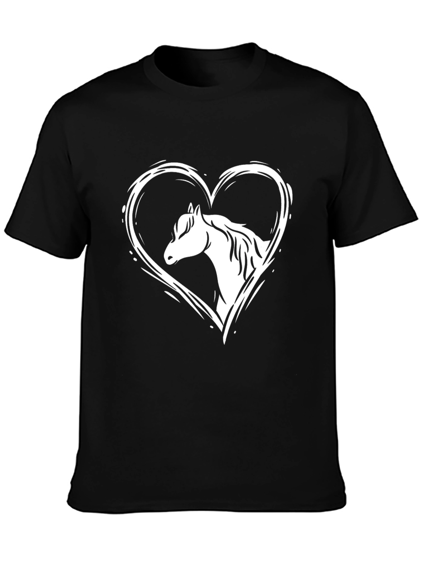 Horse Heart Graphic Tee - Black Cotton Comfort