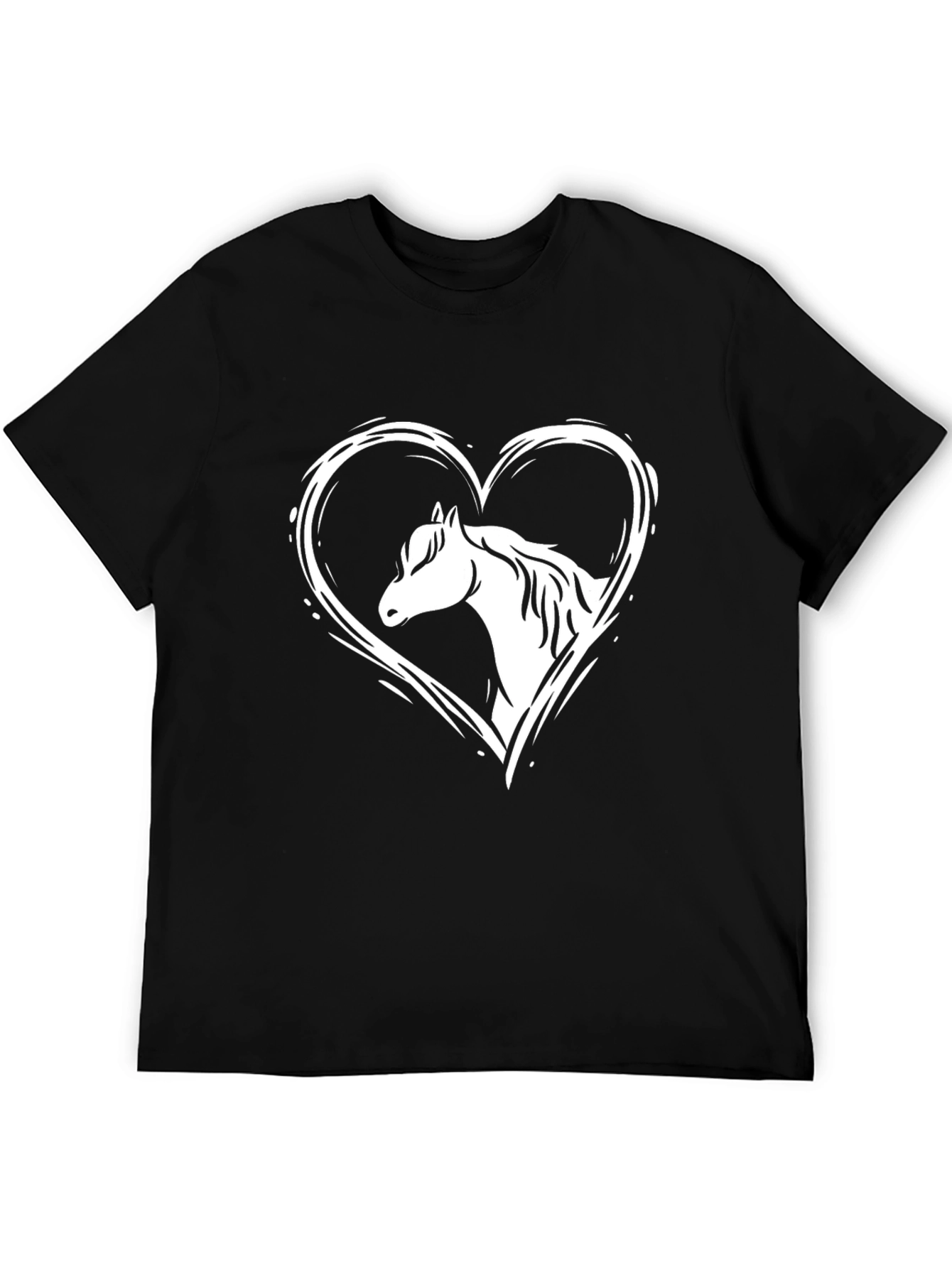 Horse Heart Graphic Tee - Black Cotton Comfort