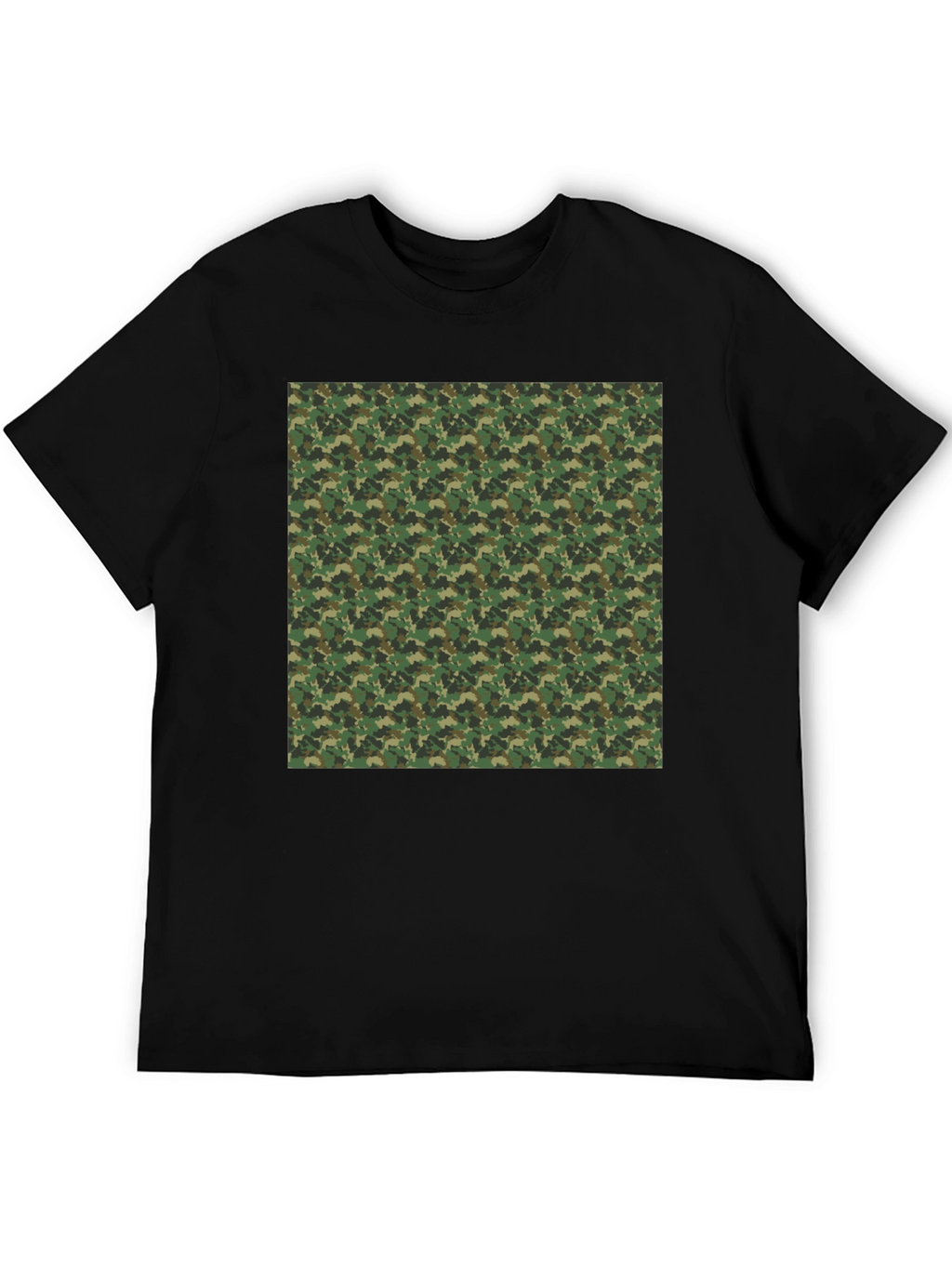Camo Patterned Print Black T-Shirt