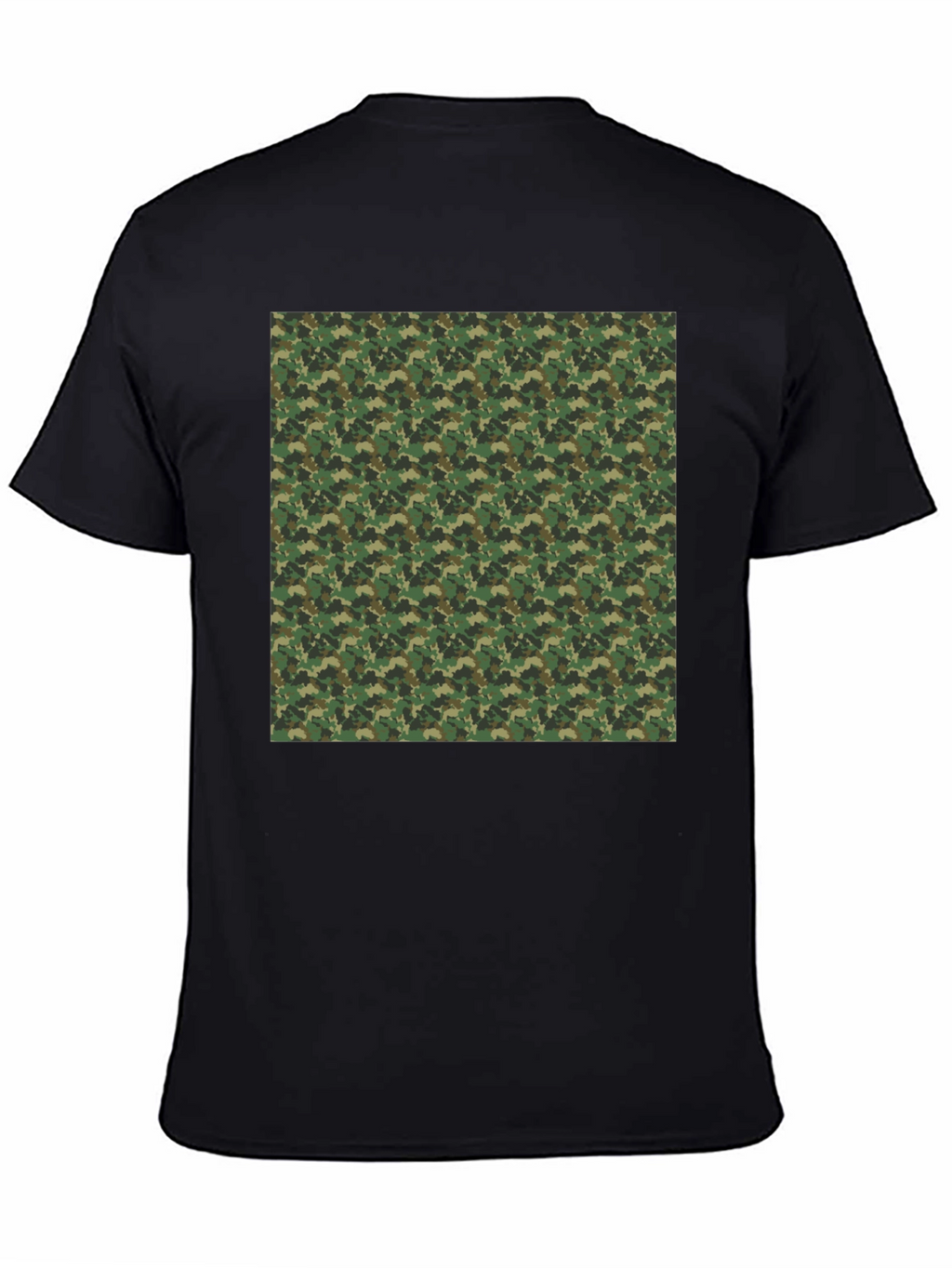 Camo Patterned Print Black T-Shirt