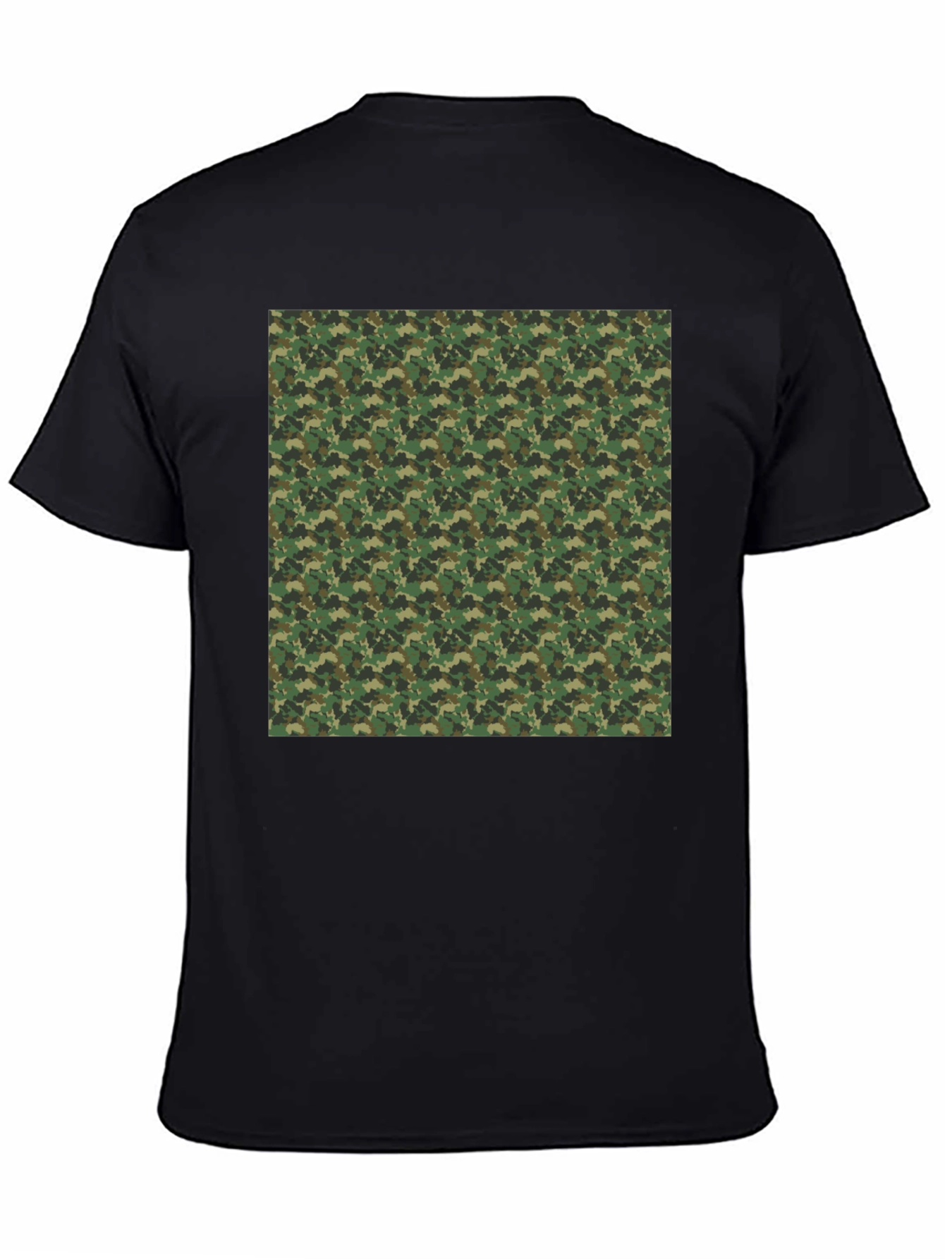 Camo Patterned Print Black T-Shirt