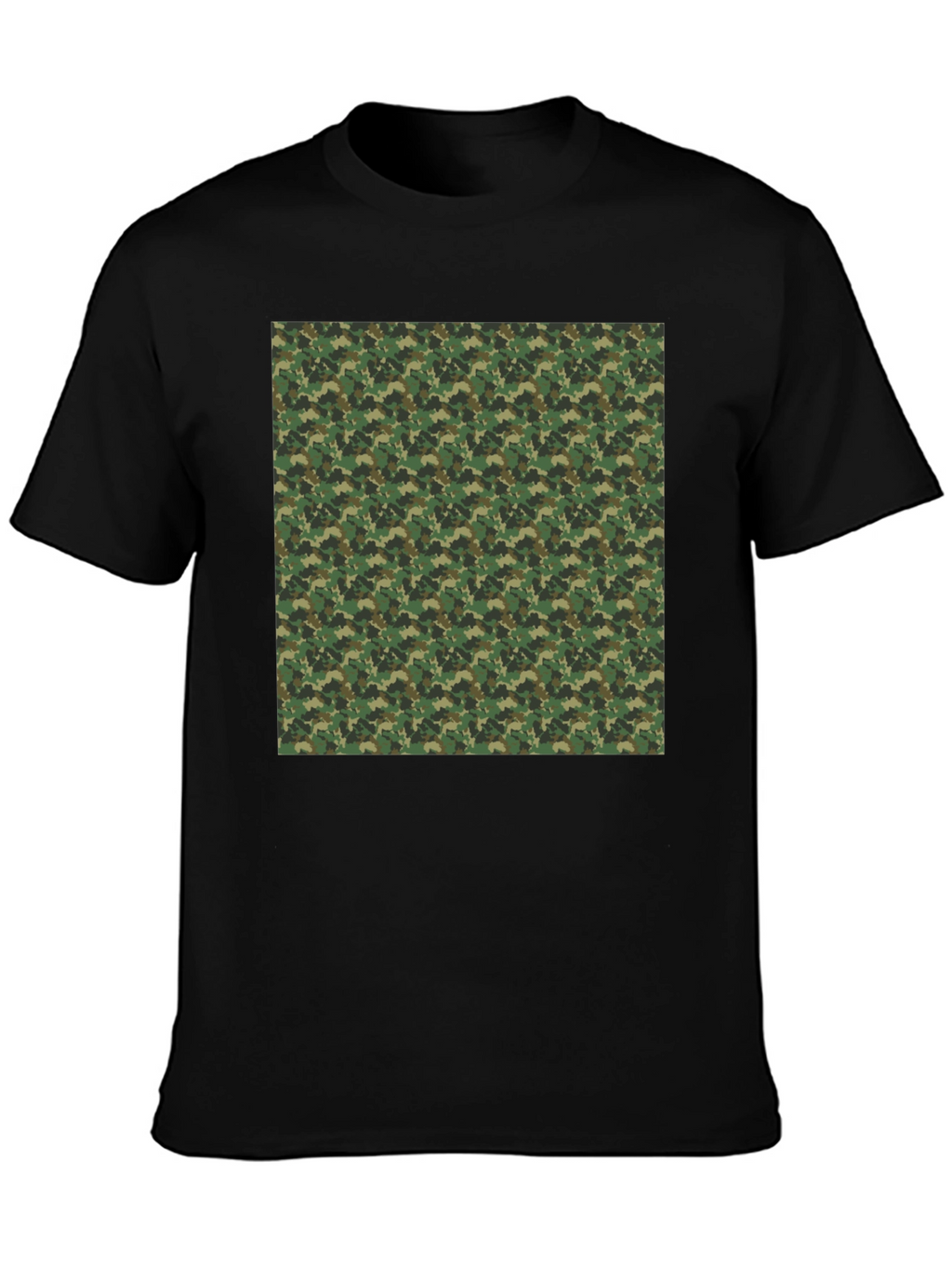 Camo Patterned Print Black T-Shirt