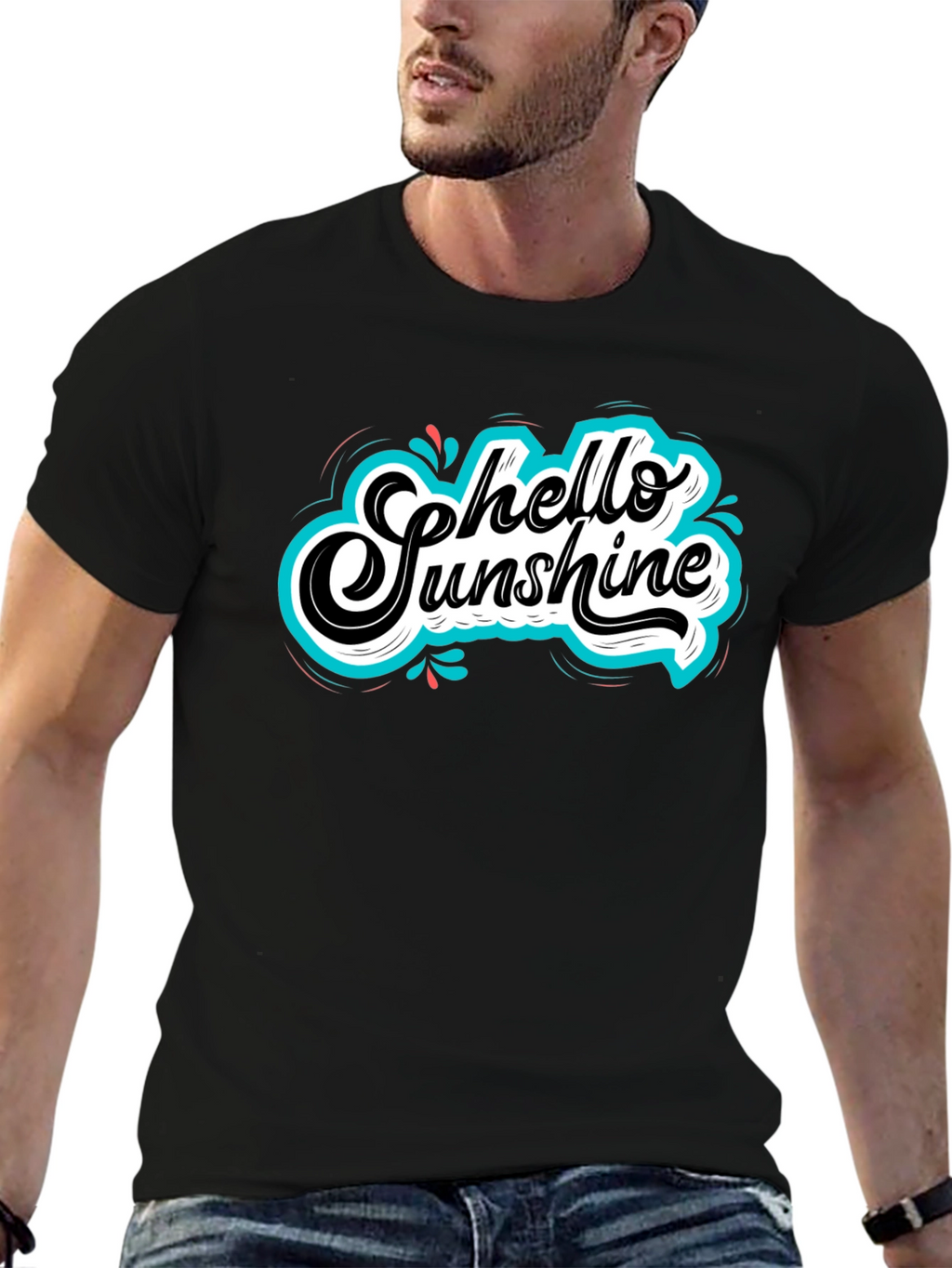 Hello Sunshine Graphic Tee - Black Cotton T-Shirt