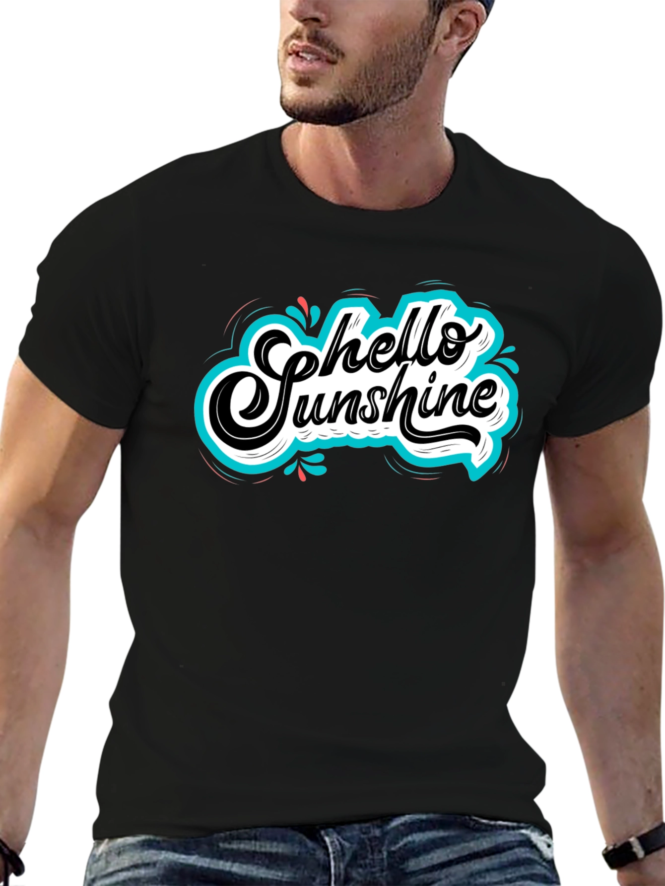 Hello Sunshine Graphic Tee - Black Cotton T-Shirt