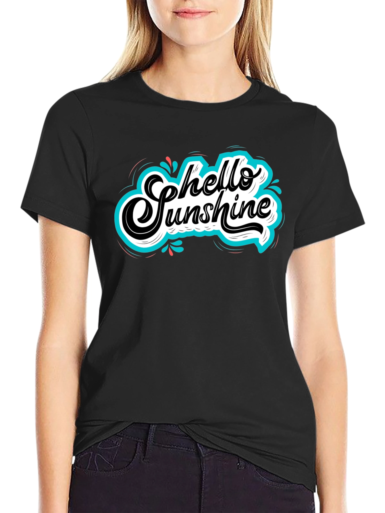 Hello Sunshine Graphic Tee - Black Cotton T-Shirt