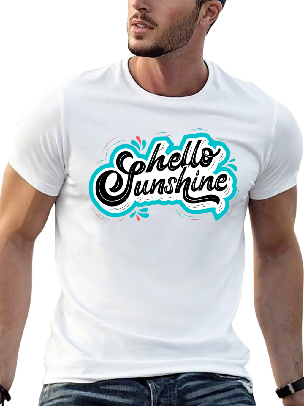 Hello Sunshine Graphic Tee - Black Cotton T-Shirt