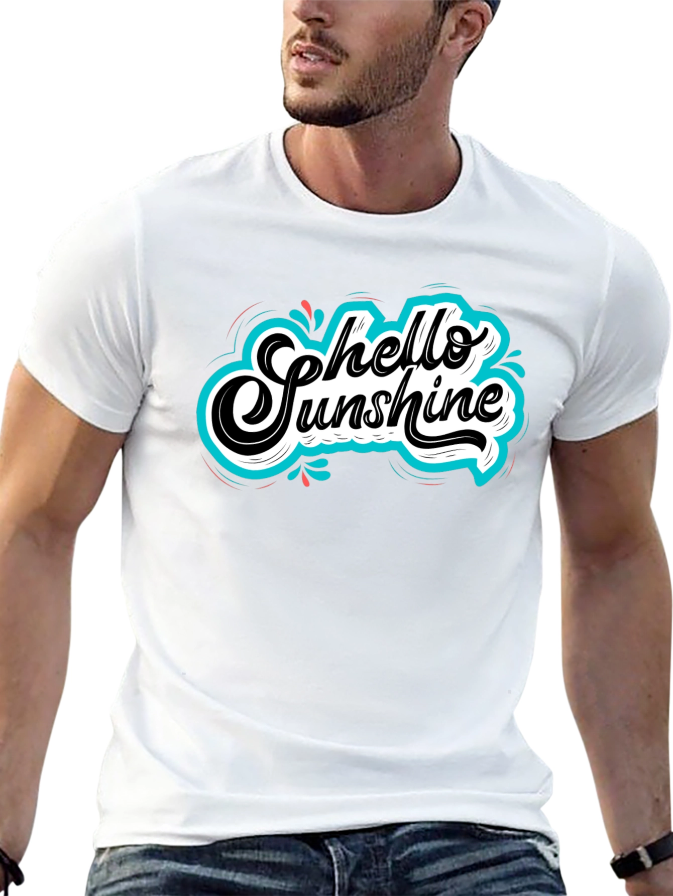 Hello Sunshine Graphic Tee - Black Cotton T-Shirt