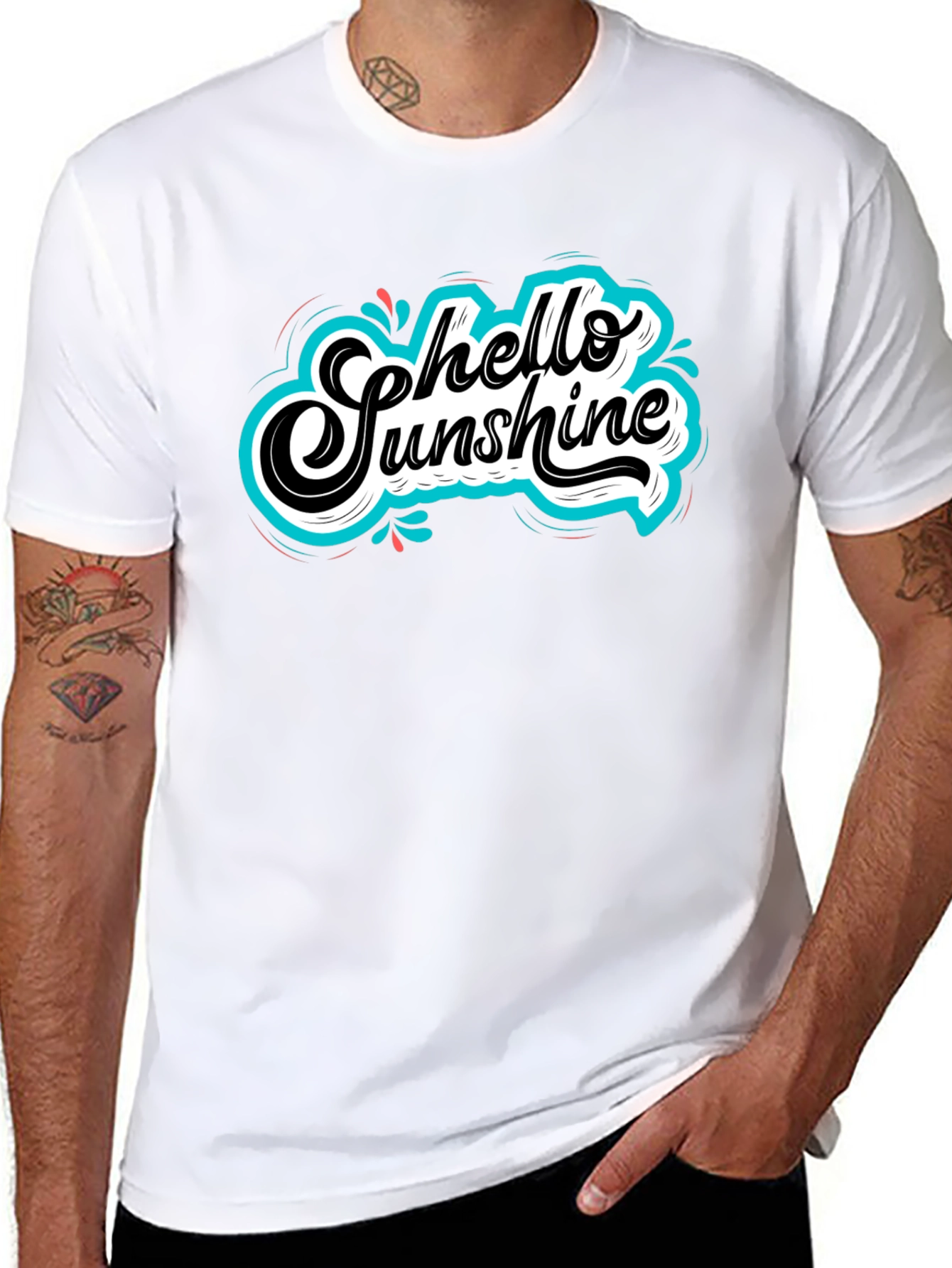 Hello Sunshine Graphic Tee - Black Cotton T-Shirt