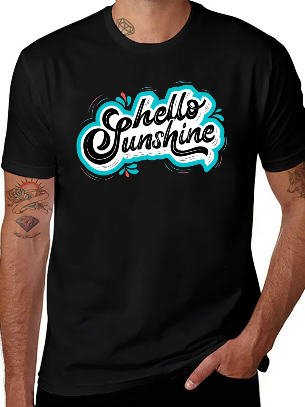 Hello Sunshine Graphic Tee - Black Cotton T-Shirt