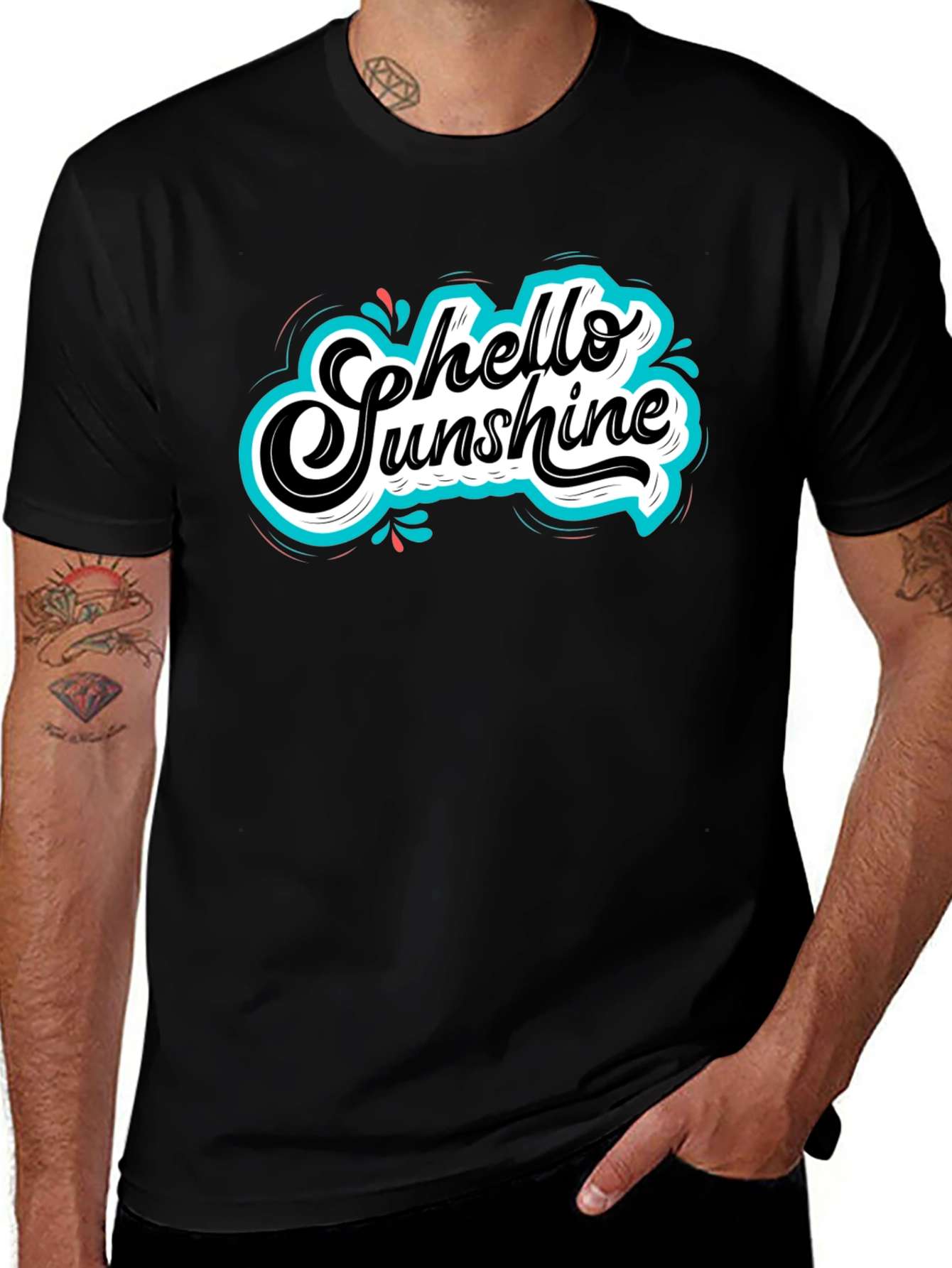 Hello Sunshine Graphic Tee - Black Cotton T-Shirt