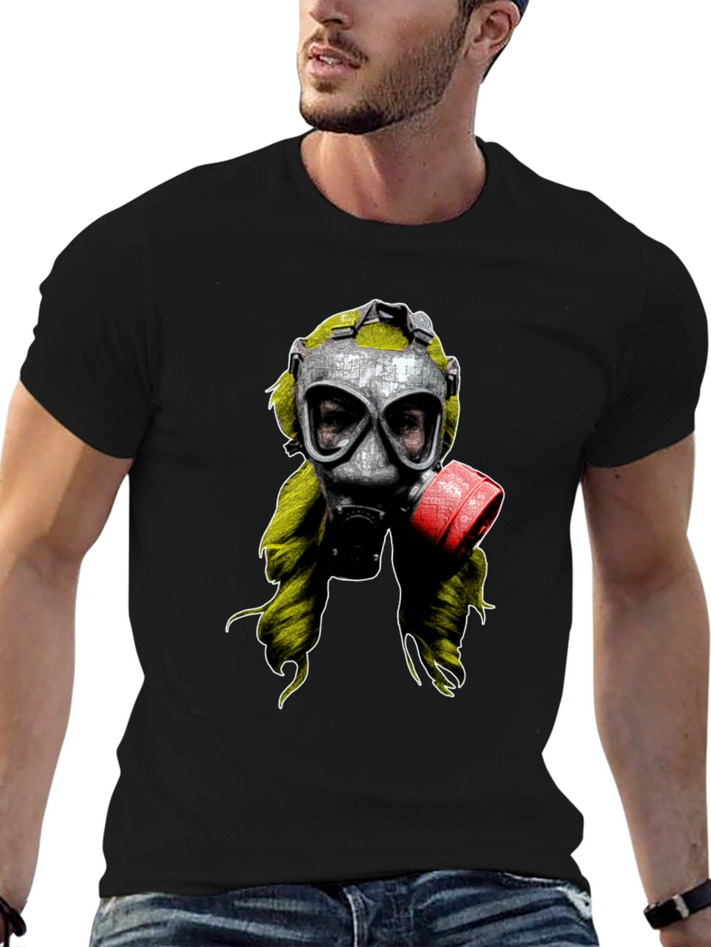 Gas Mask Graphic Print Black T-Shirt