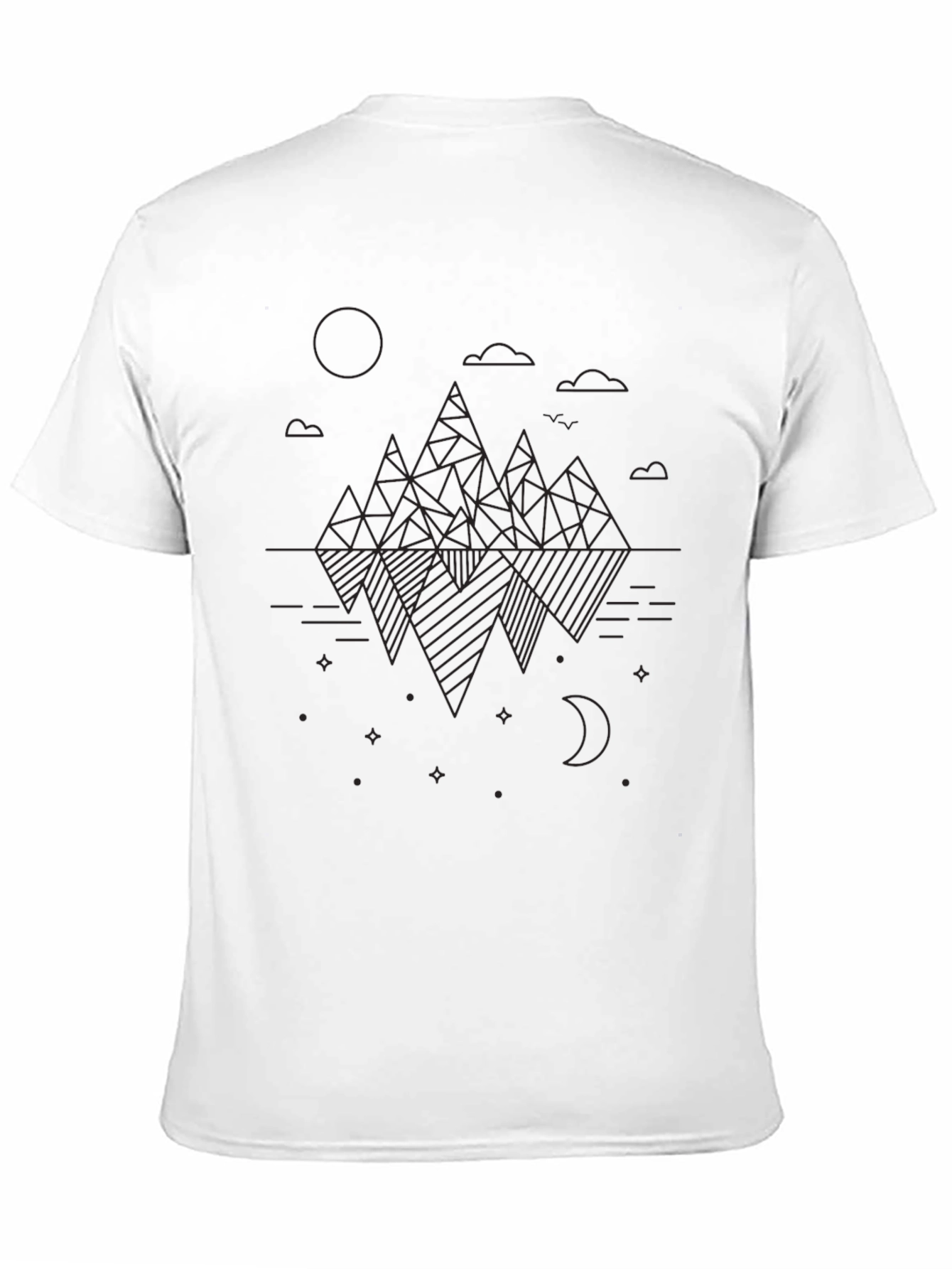 Geometric Mountain Design Black T-Shirt
