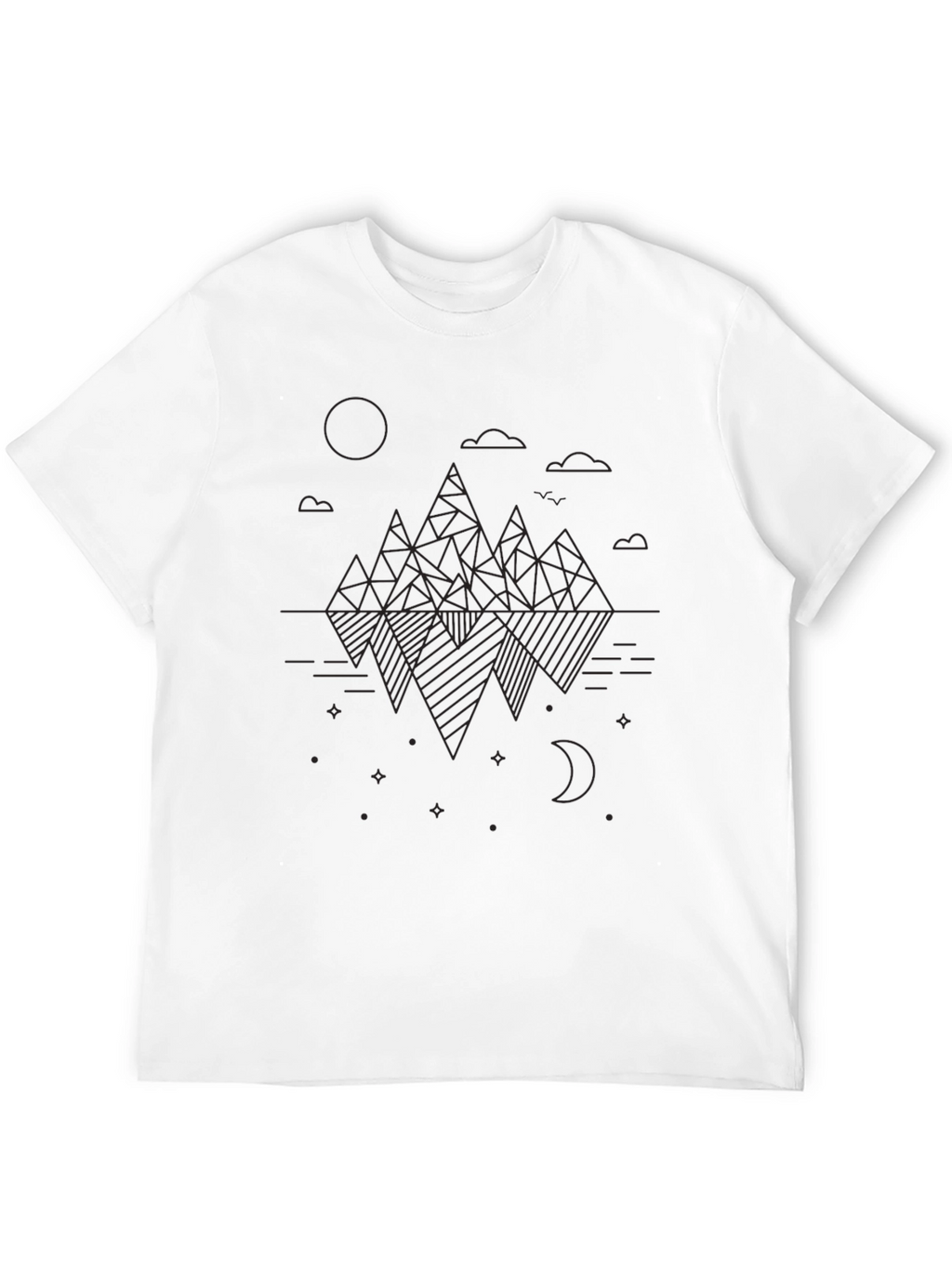 Geometric Mountain Design Black T-Shirt