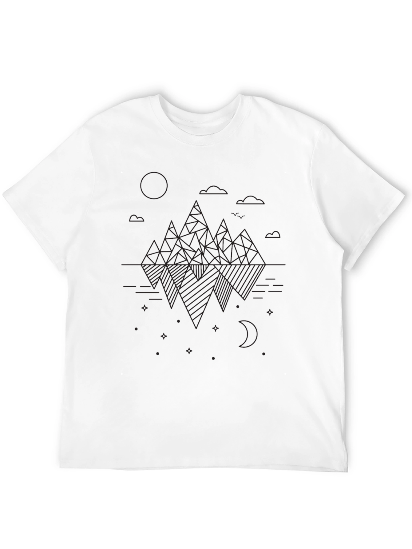 Geometric Mountain Design Black T-Shirt