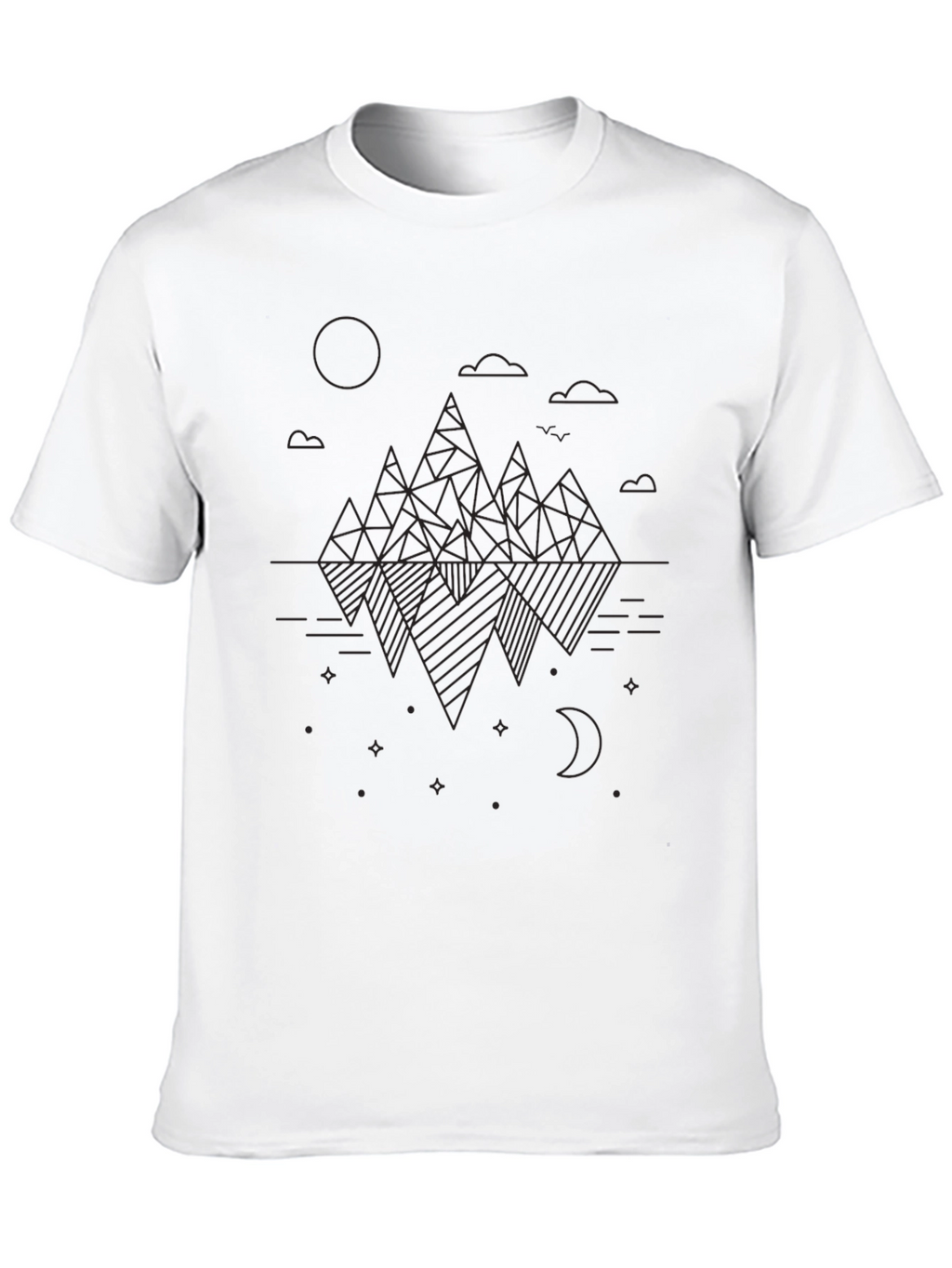 Geometric Mountain Design Black T-Shirt