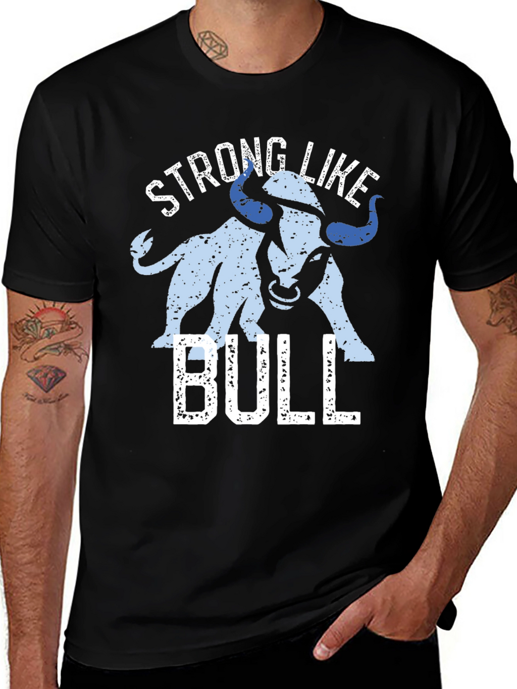 Strong Like Bull Graphic T-Shirt - Black