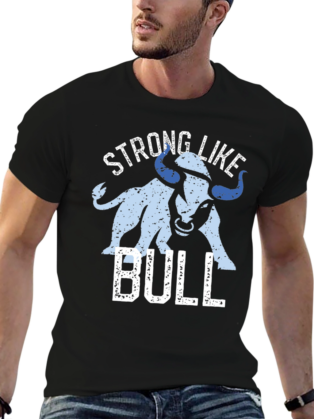 Strong Like Bull Graphic T-Shirt - Black