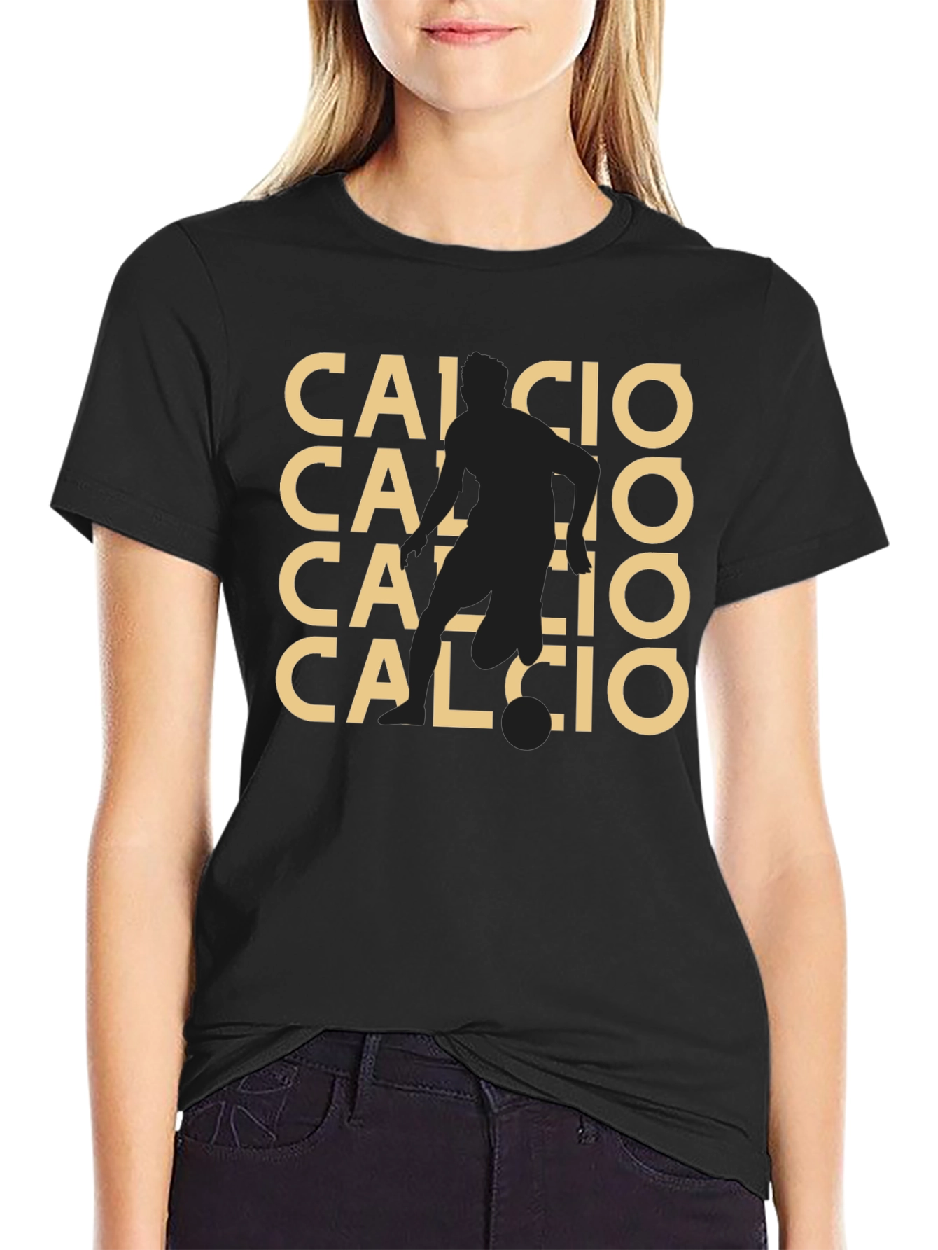 Calcio Graphic Tee - Black Soccer Fan T-Shirt