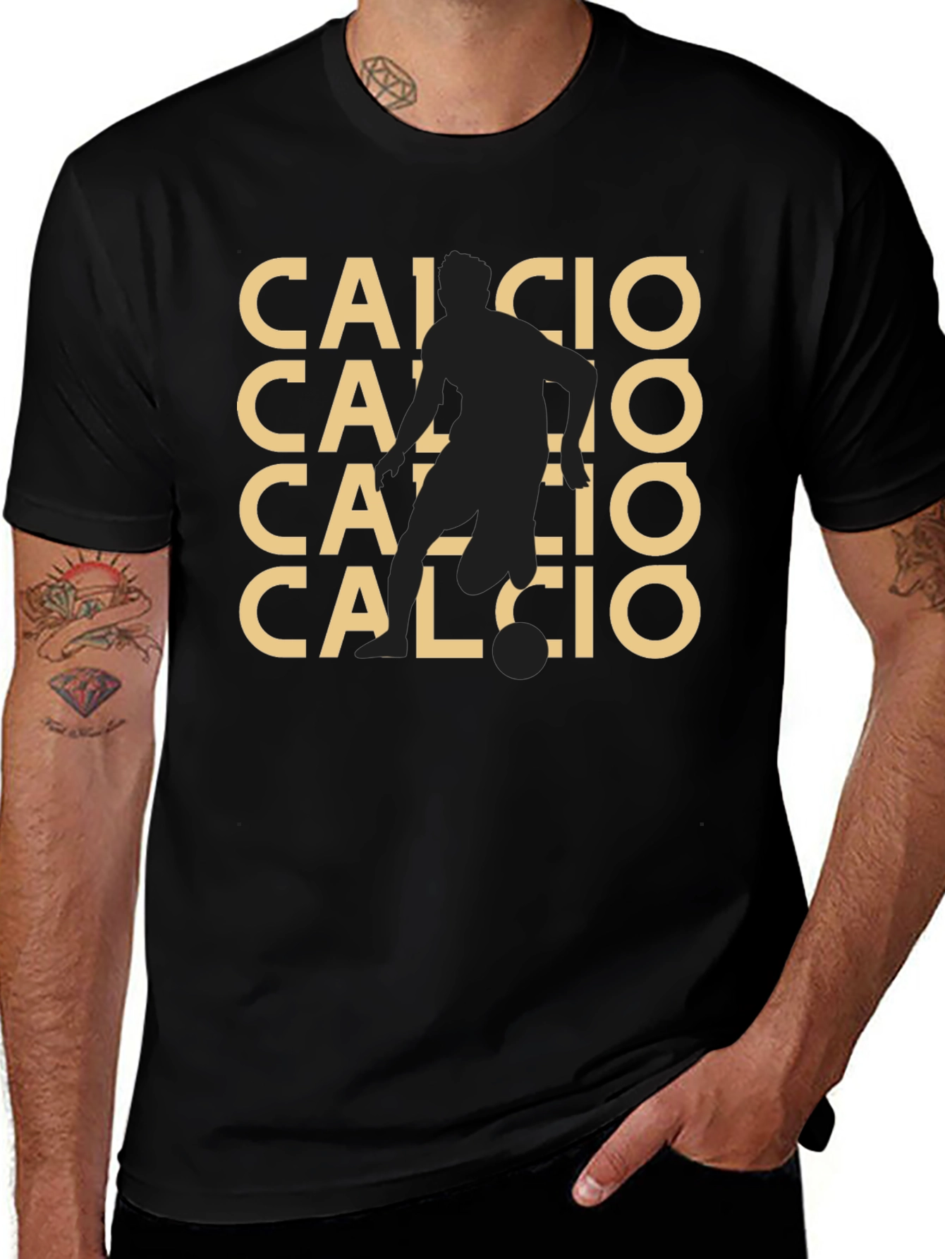 Calcio Graphic Tee - Black Soccer Fan T-Shirt